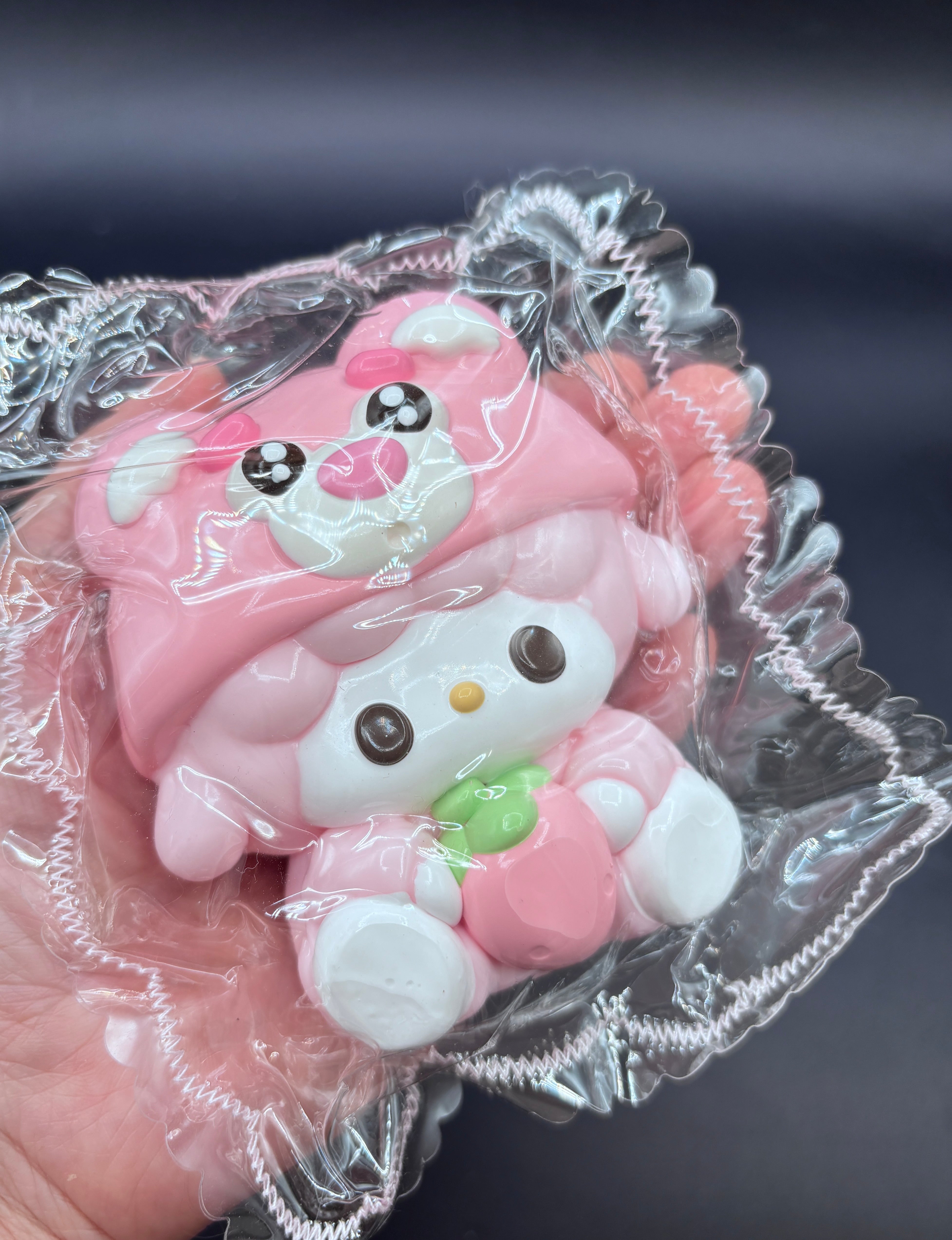 Large cute strawberry bear with piano soft taba squishy