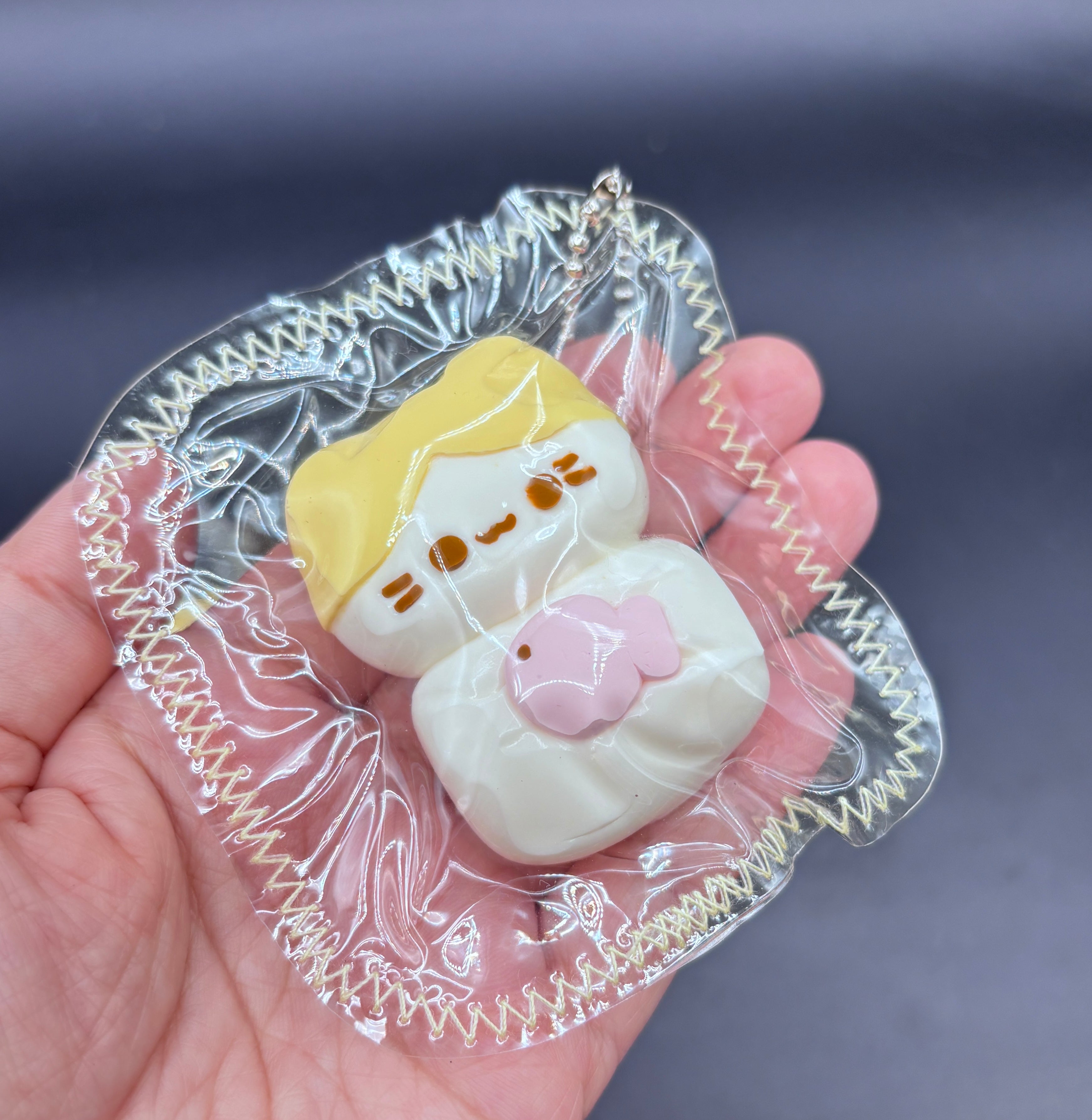 Mini keychain cat with fish taba soft taba squishy