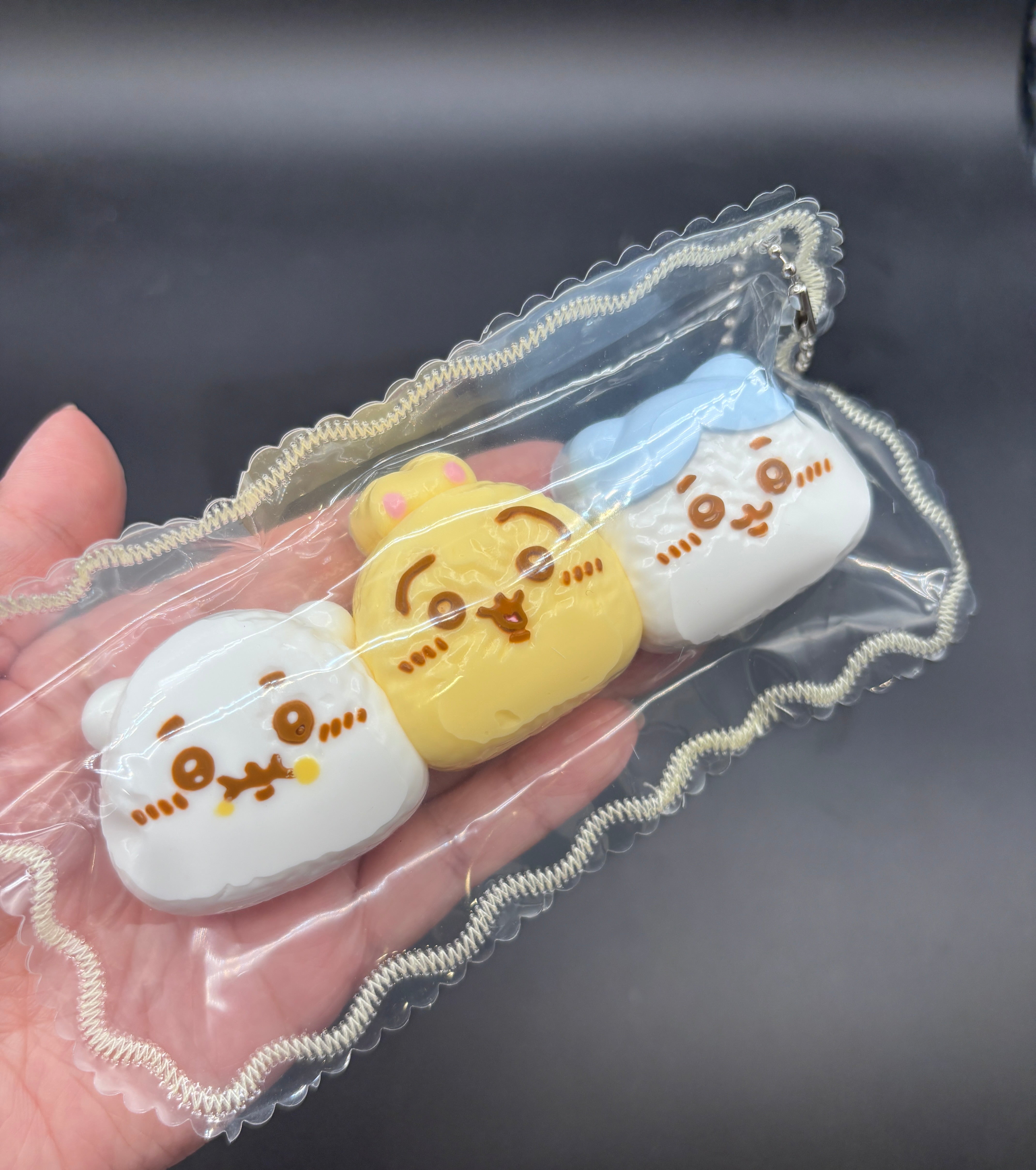 Cute chiikawa rice ball pack of 3 soft taba squishy toy
