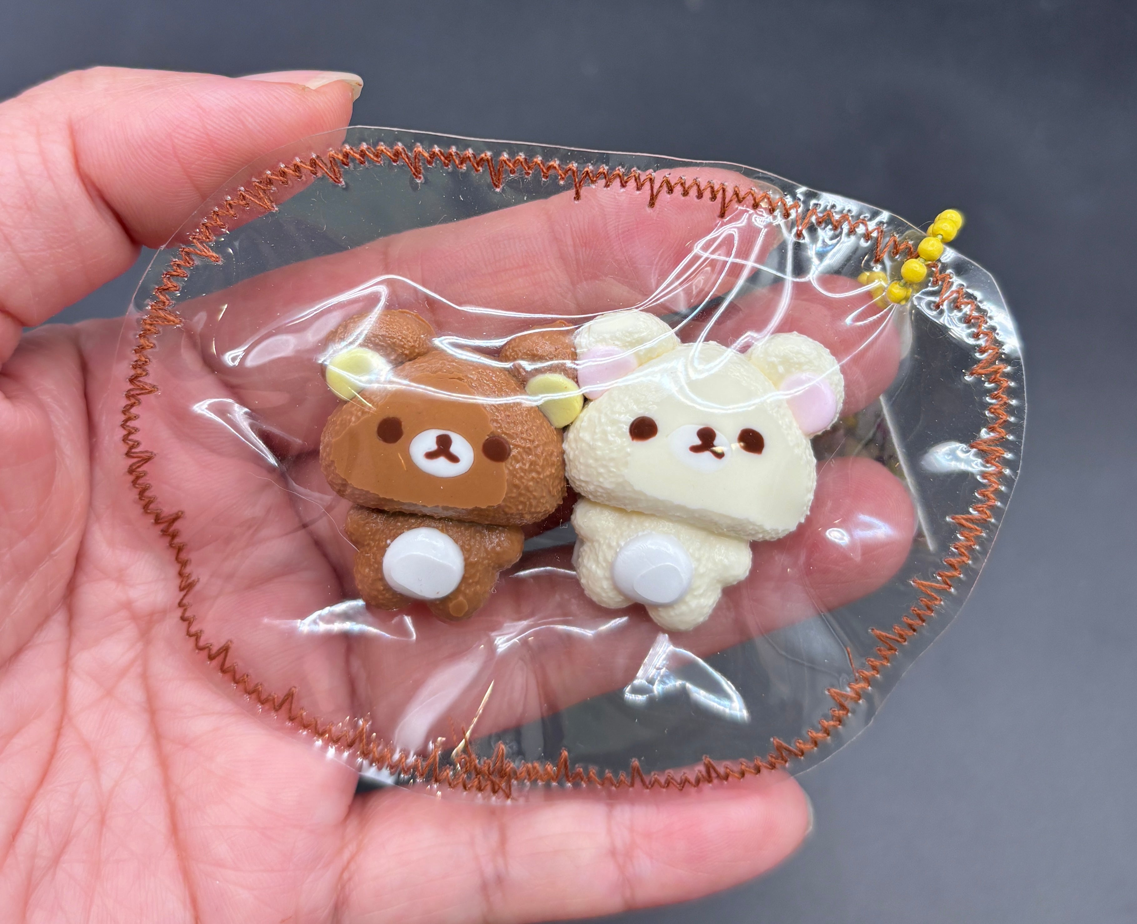 Cute pack of 2 Rilakkuma and Korilakkuma mini keychain