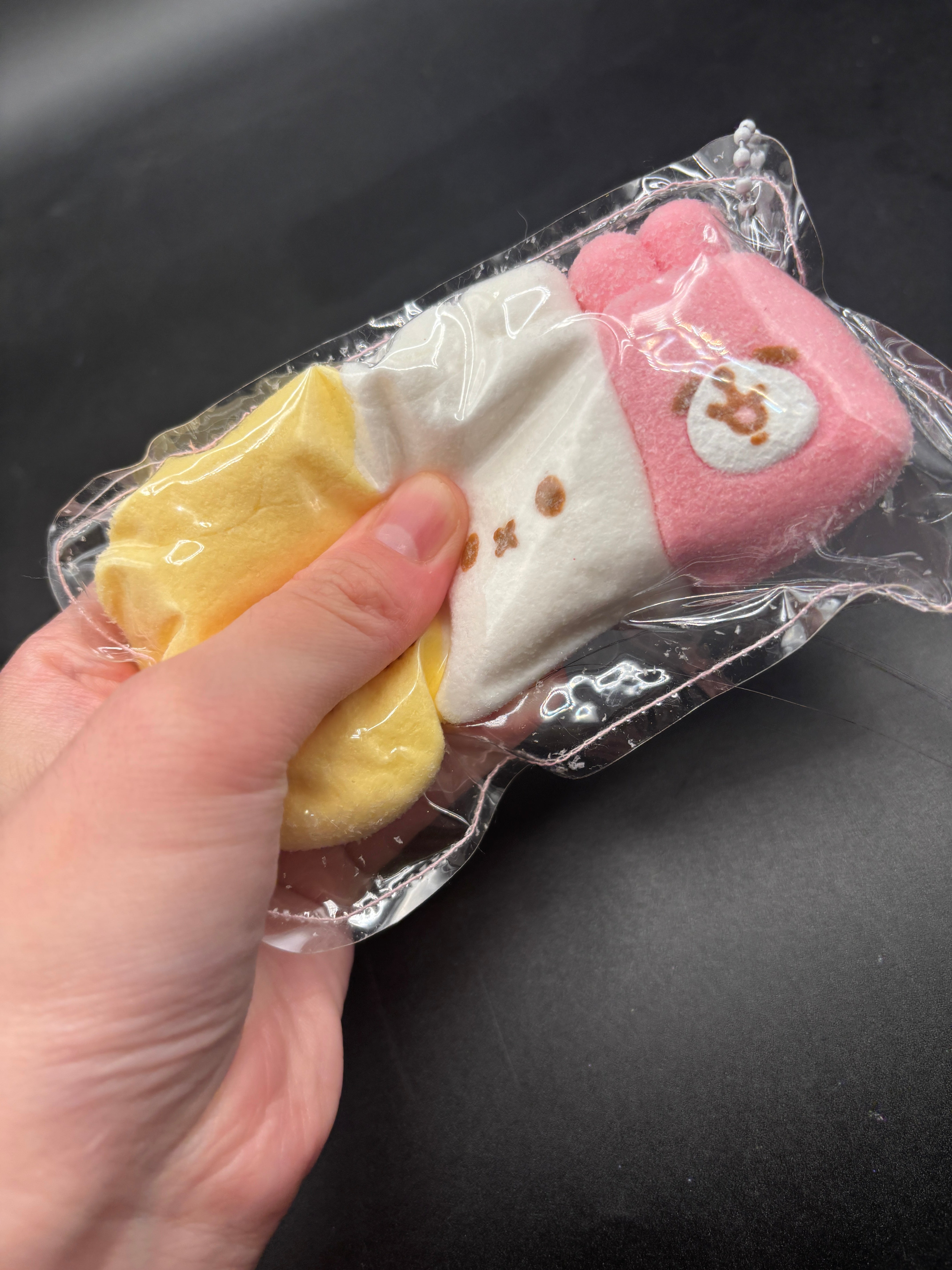Pack of 3 flocked cute bunny marshmellow trio soft (Usagi, Miffy and Kanahei) Taba Squishy Toy