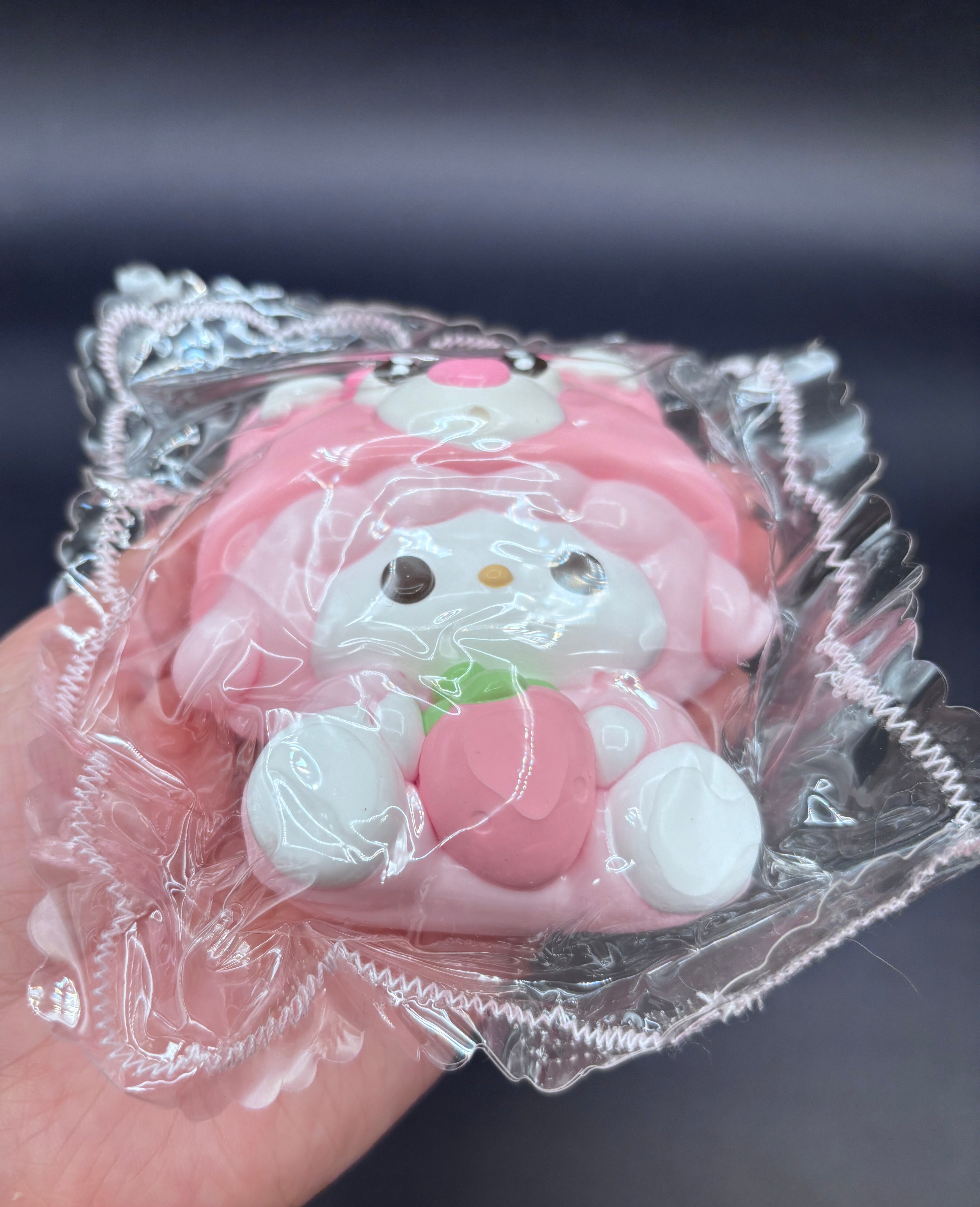 Large cute strawberry bear with piano soft taba squishy