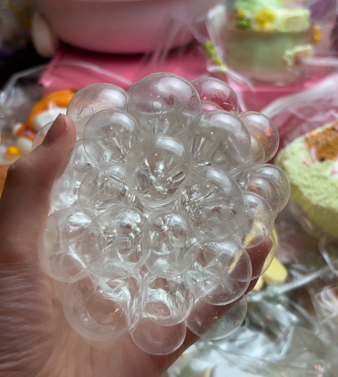 Taba Squishy Clear water textured large dome shaped soft squishy (able to make bubbles like photo) syringe not included