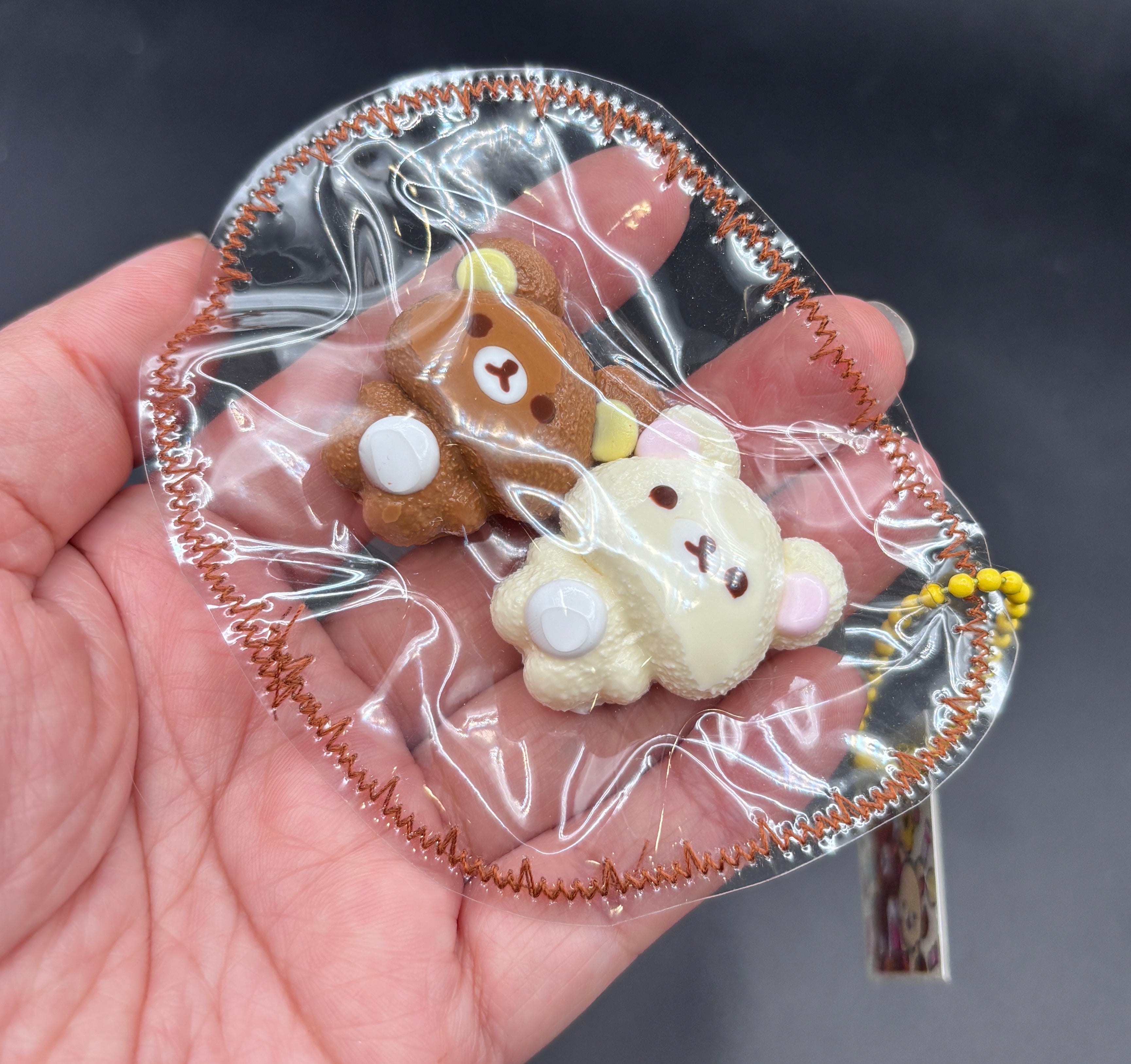 Cute pack of 2 Rilakkuma and Korilakkuma mini keychain