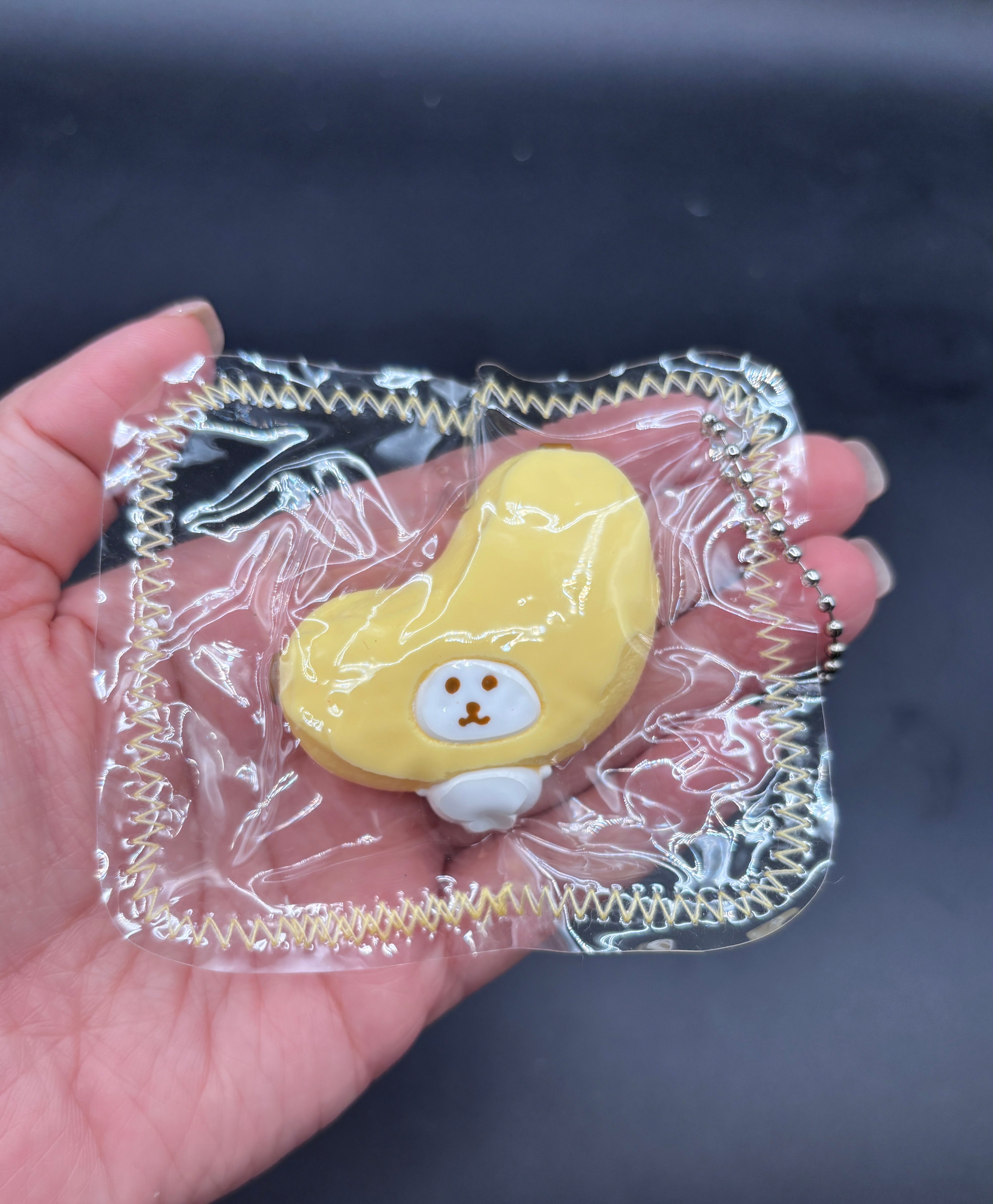Mini Jokebear with a banana costume soft keychain super cute taba squishy