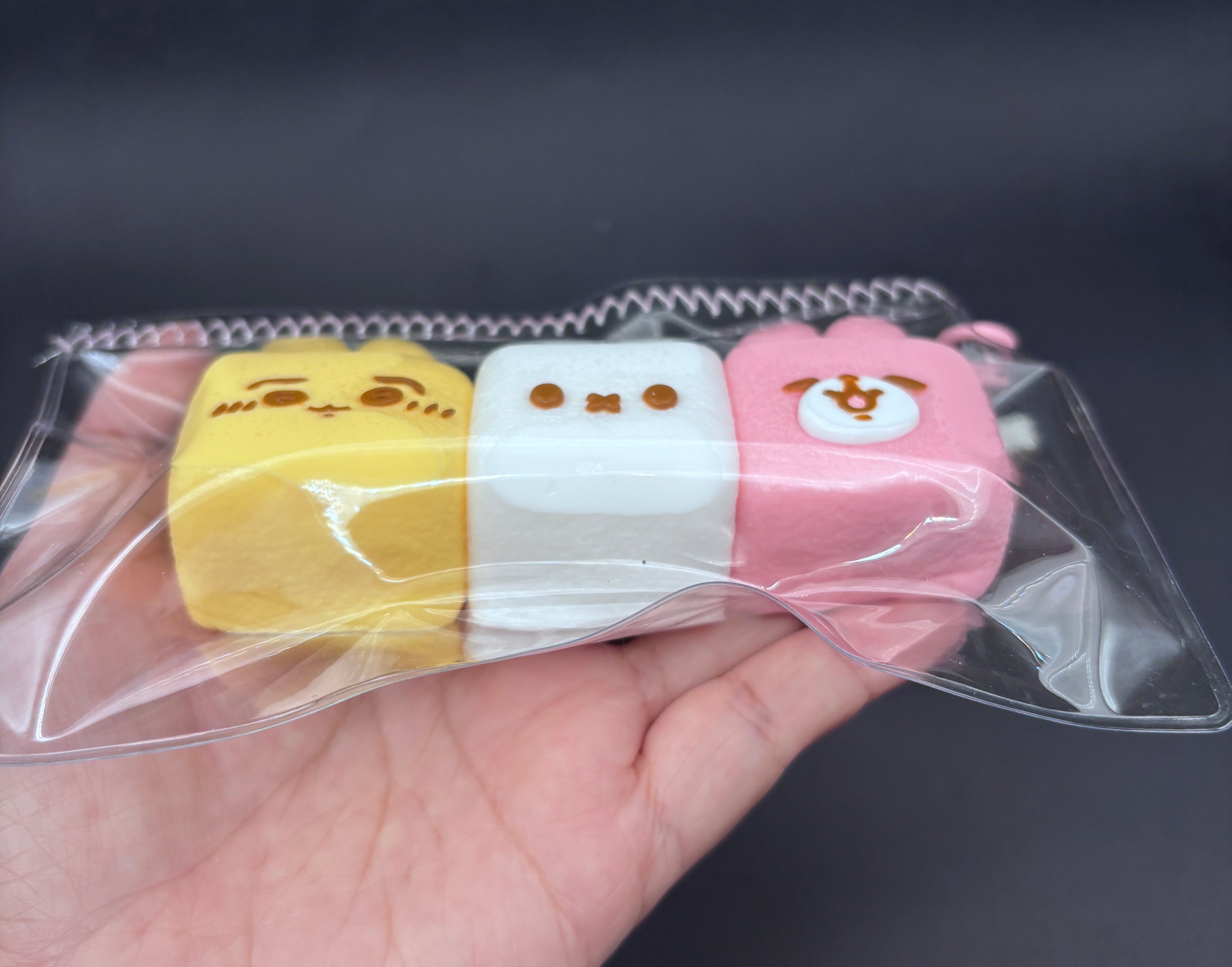 Pack of 3 cute bunny marshmellow trio soft Taba Squishy Toy