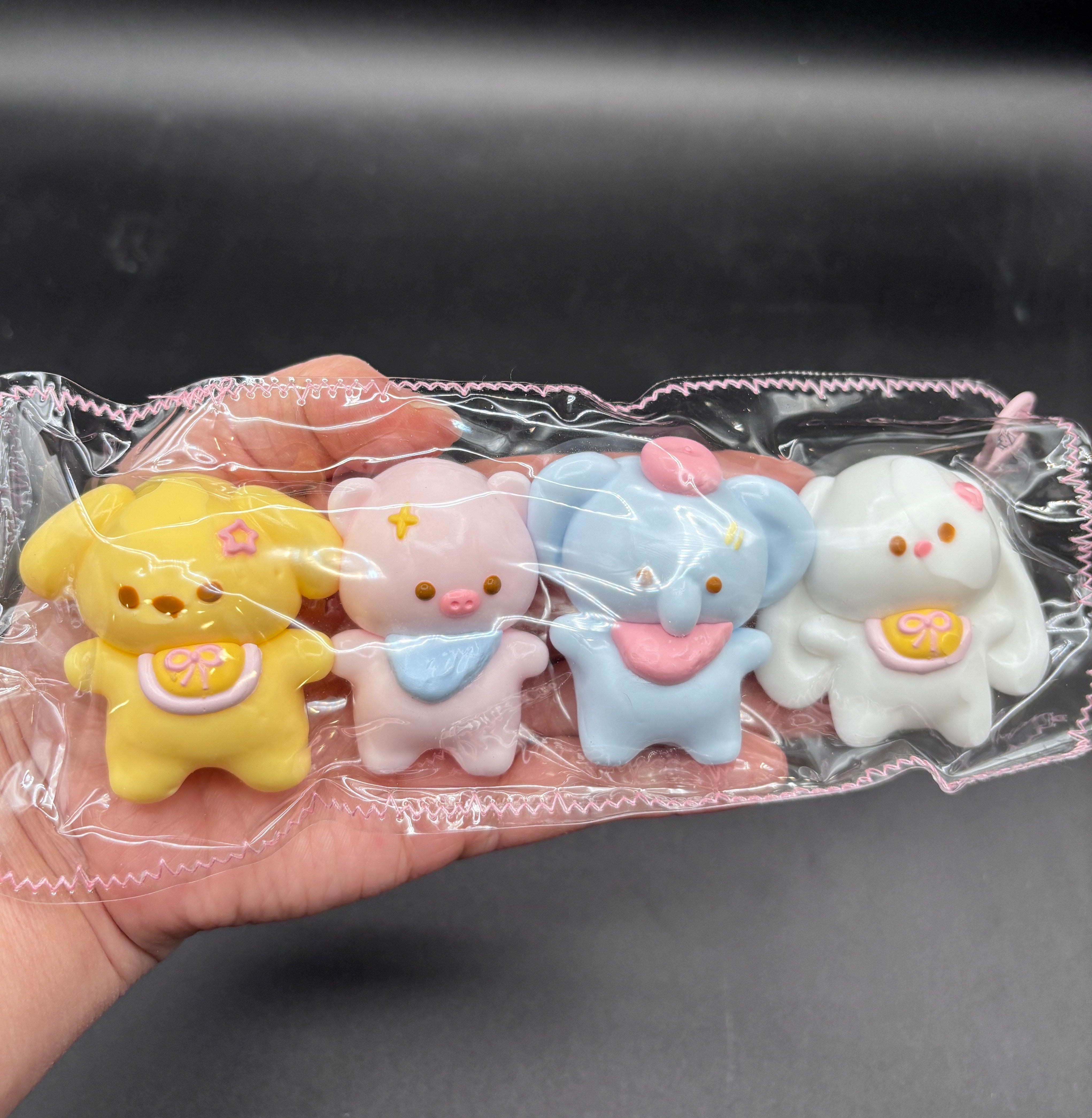 Handmade 4 cute animals (puppy, pig, elephant, bunny) Taba Squishy Toy