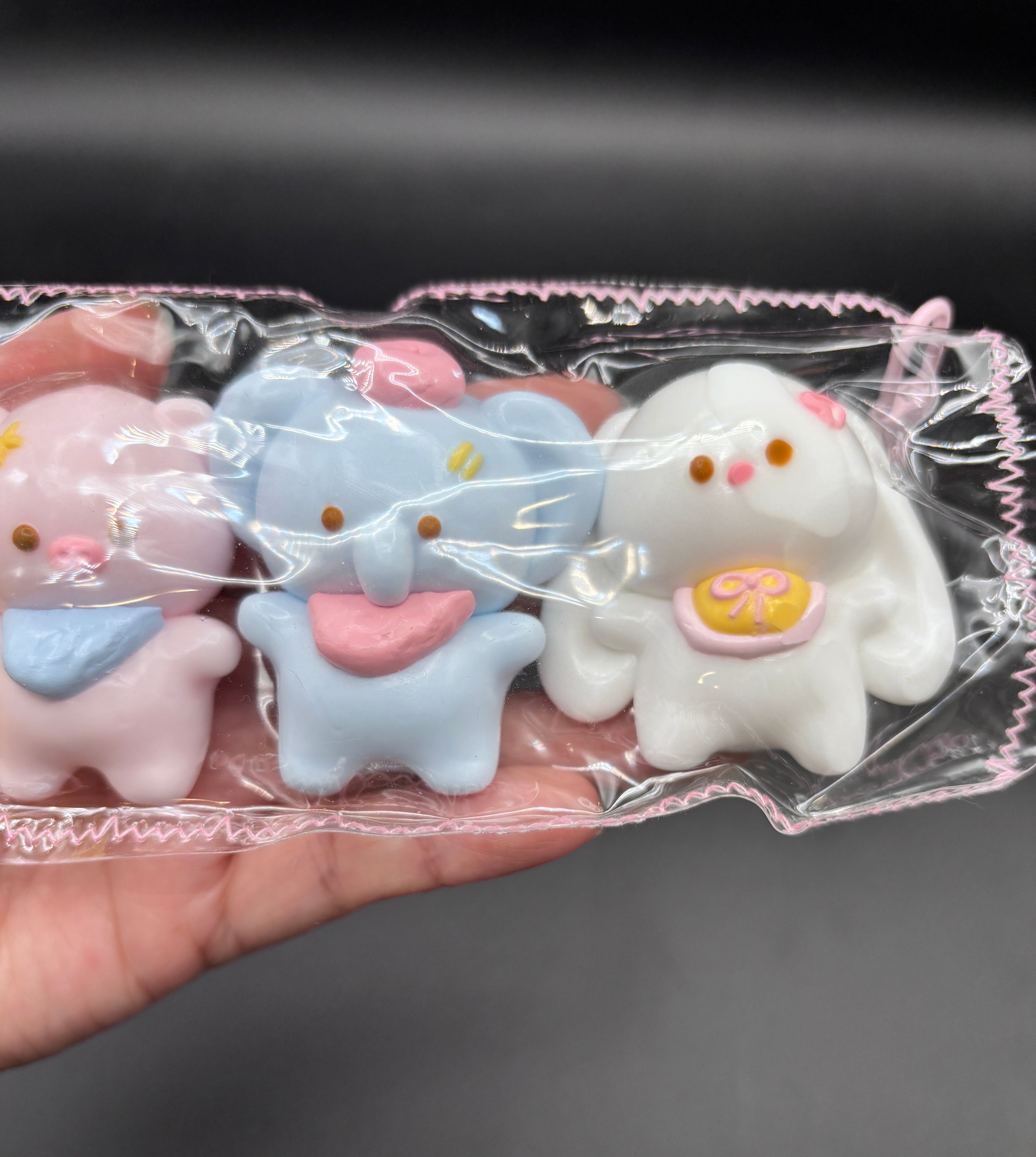 Handmade 4 cute animals (puppy, pig, elephant, bunny) Taba Squishy Toy