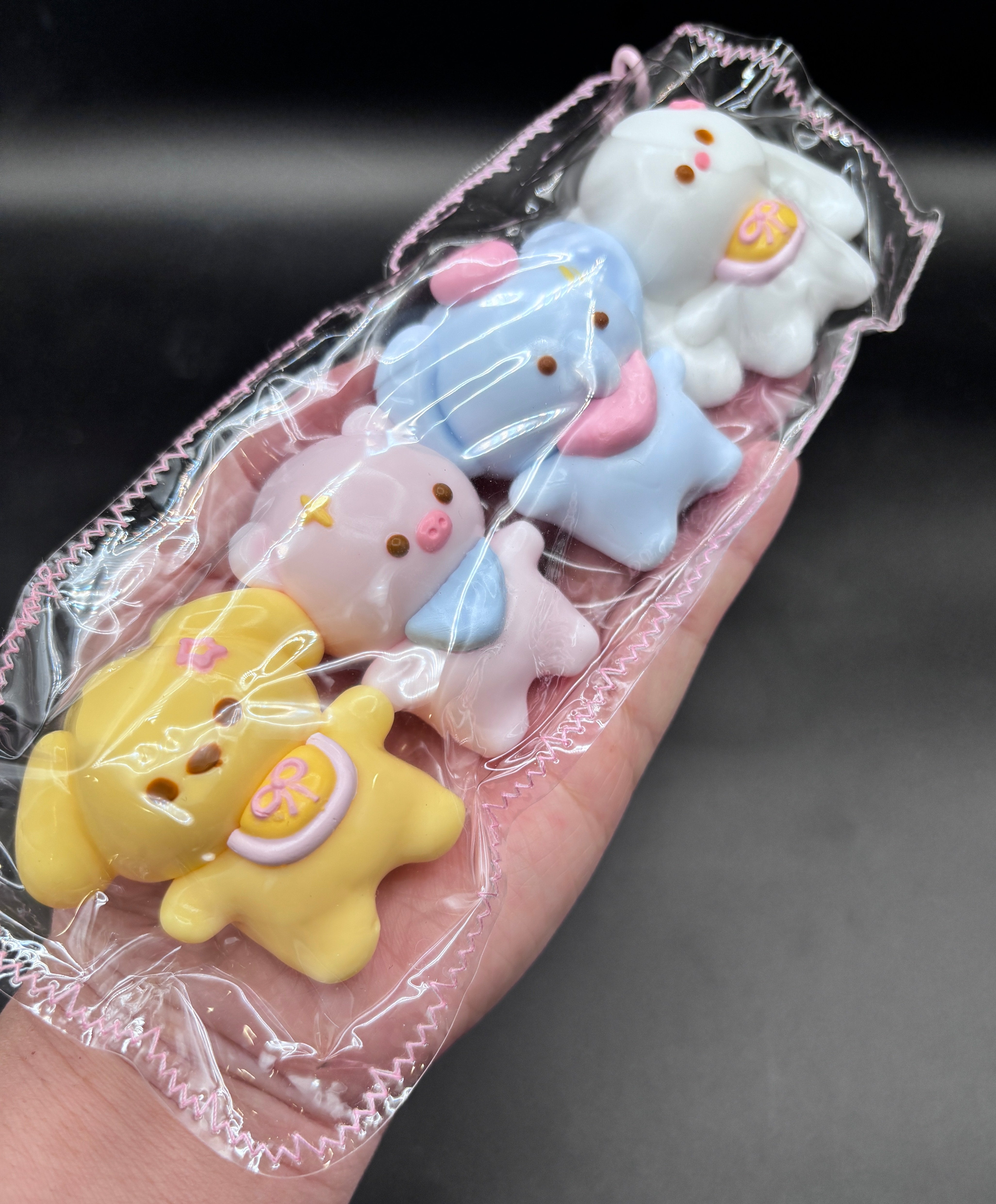 Handmade 4 cute animals (puppy, pig, elephant, bunny) Taba Squishy Toy