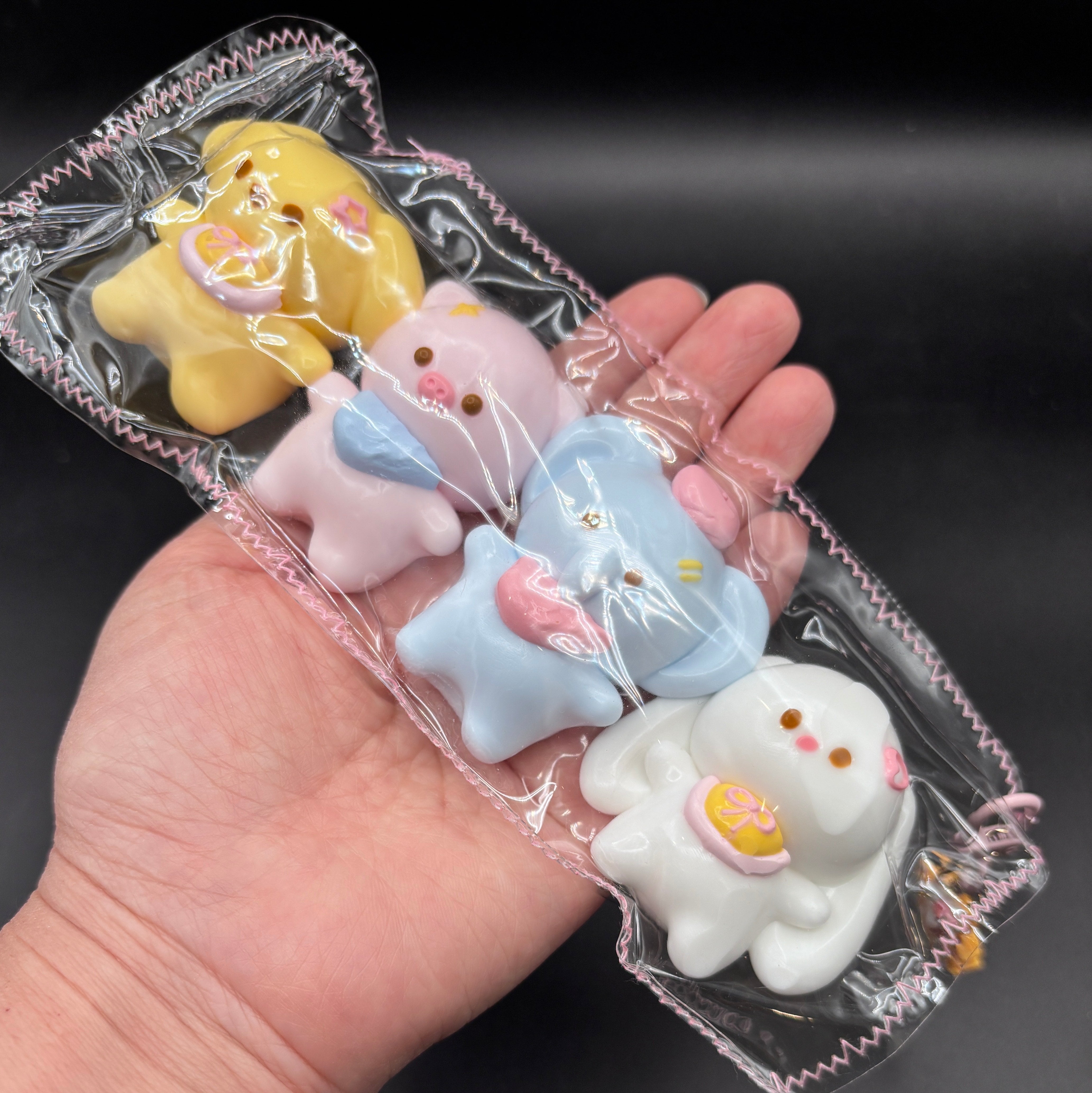 Handmade 4 cute animals (puppy, pig, elephant, bunny) Taba Squishy Toy