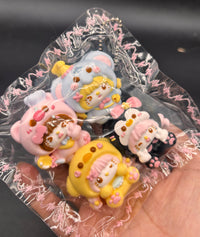 Pack of 4 super detailed mini kitty in animal hoodies  taba squishy