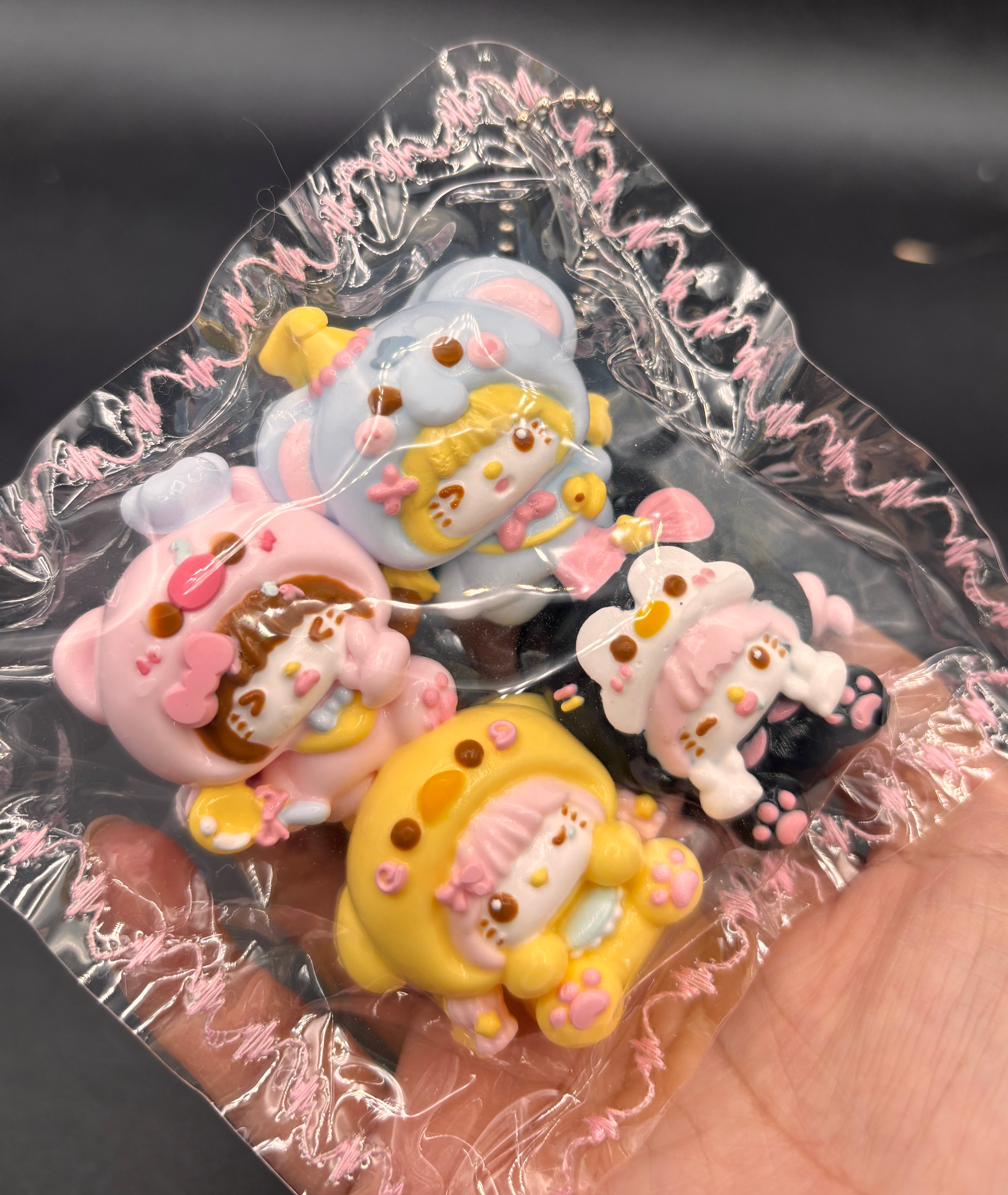 Pack of 4 super detailed mini kitty in animal hoodies  taba squishy