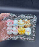 Pack of 8 mini snowman characters cute taba squishy