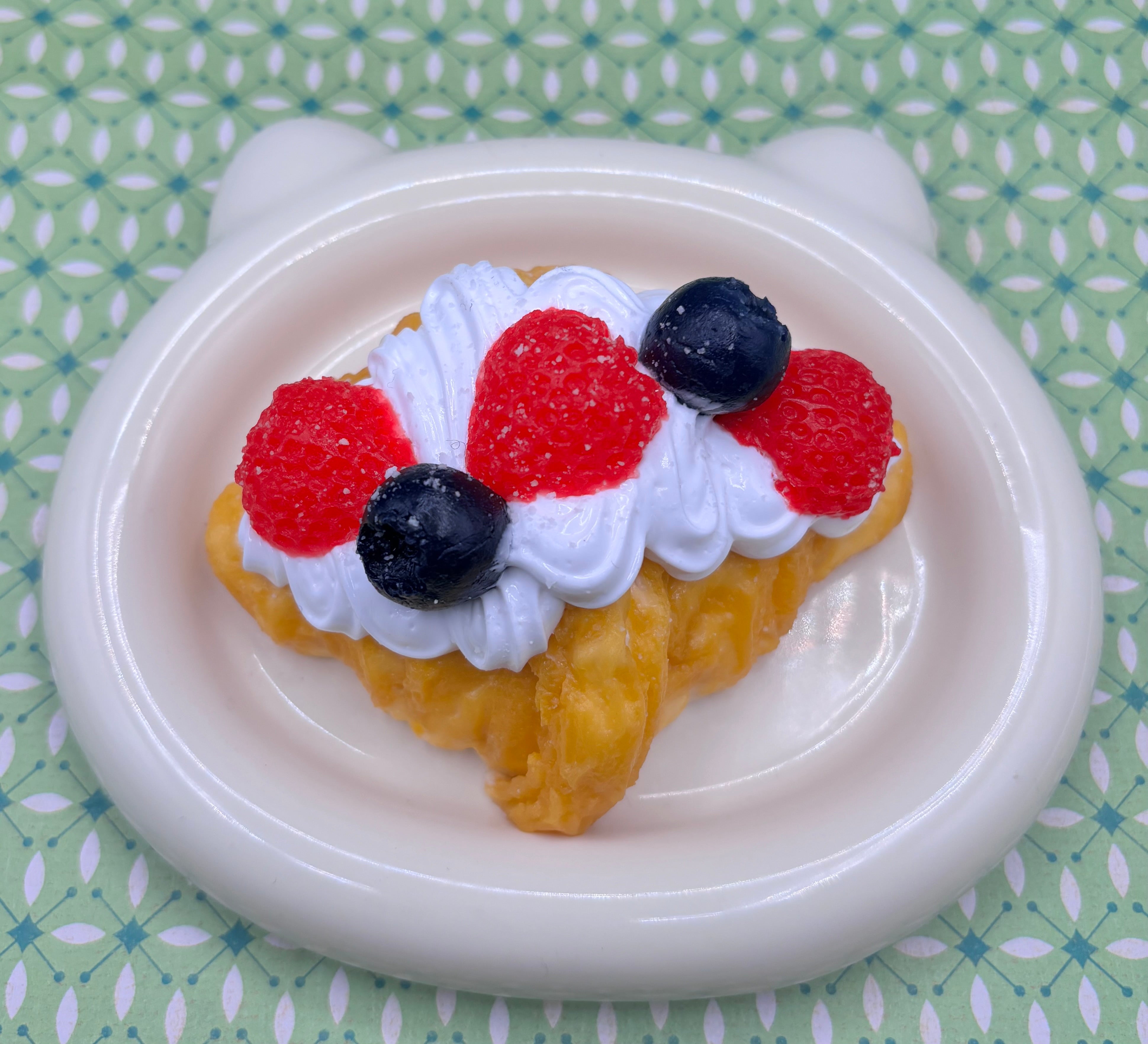 Detailed Croissant With Cream And Berries Food Squishies