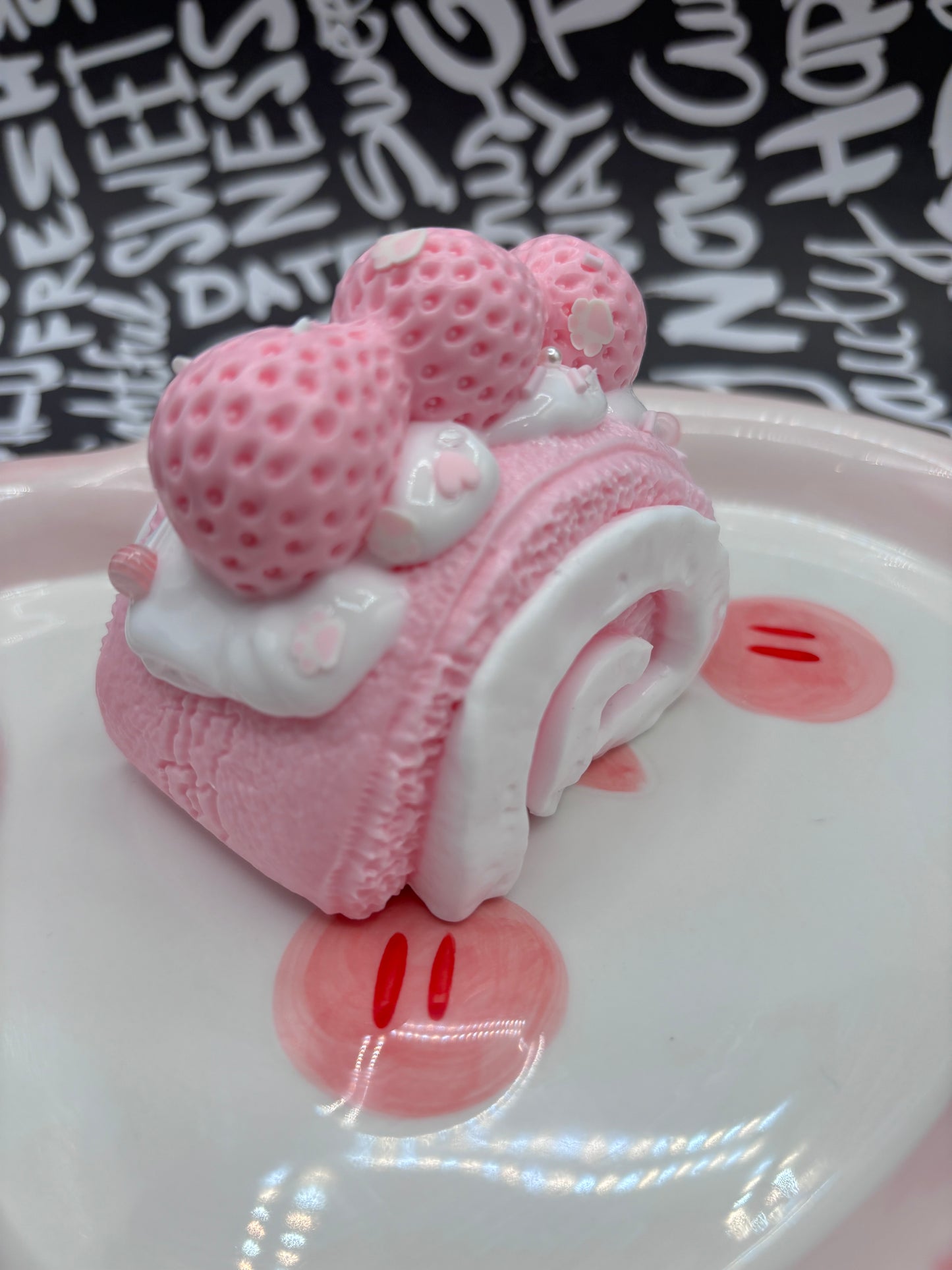 Large super soft strawberry cake roll - taba squishy