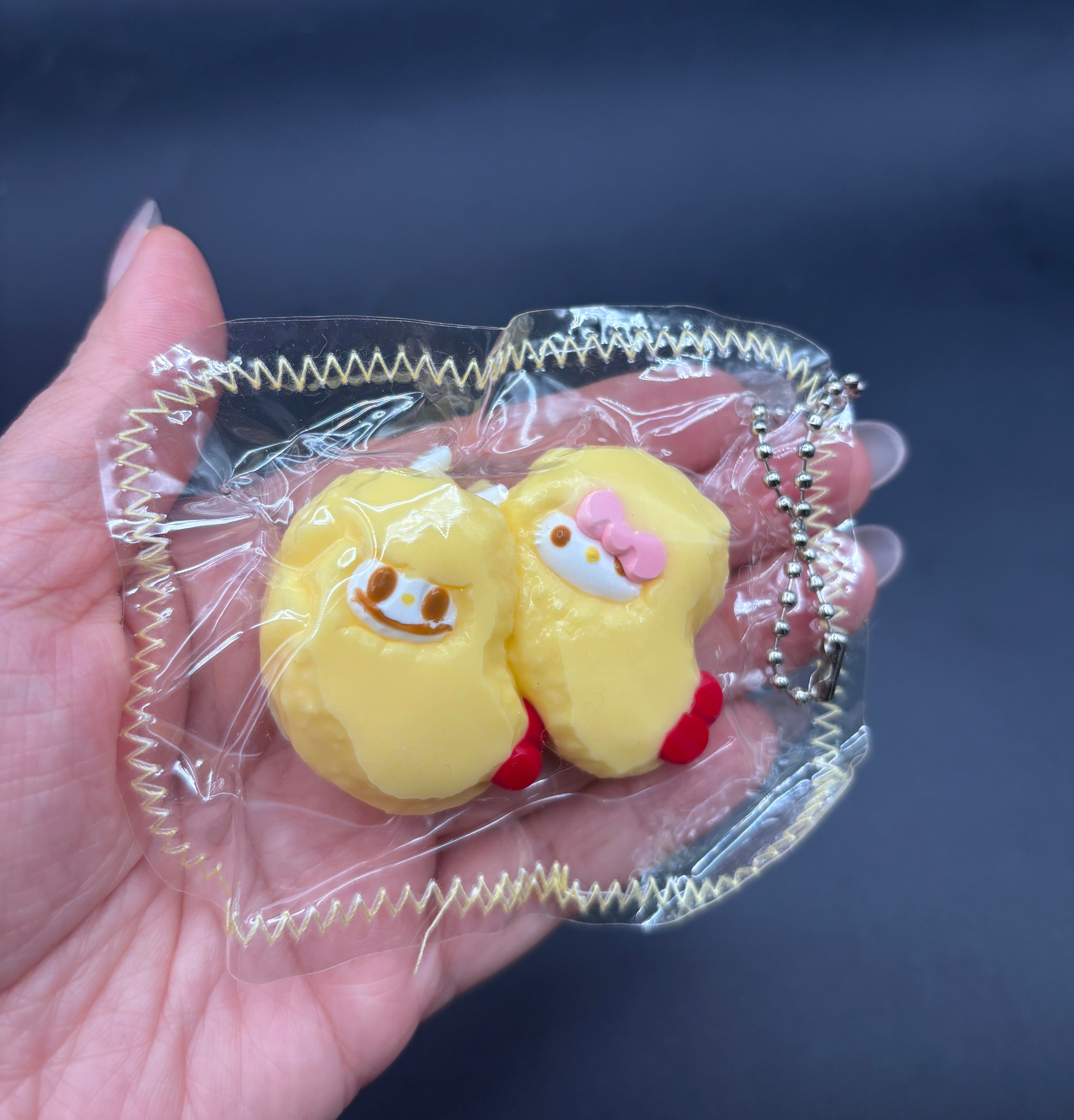 Cute mini keychain soft pack of 2 fried shrimp taba squishy