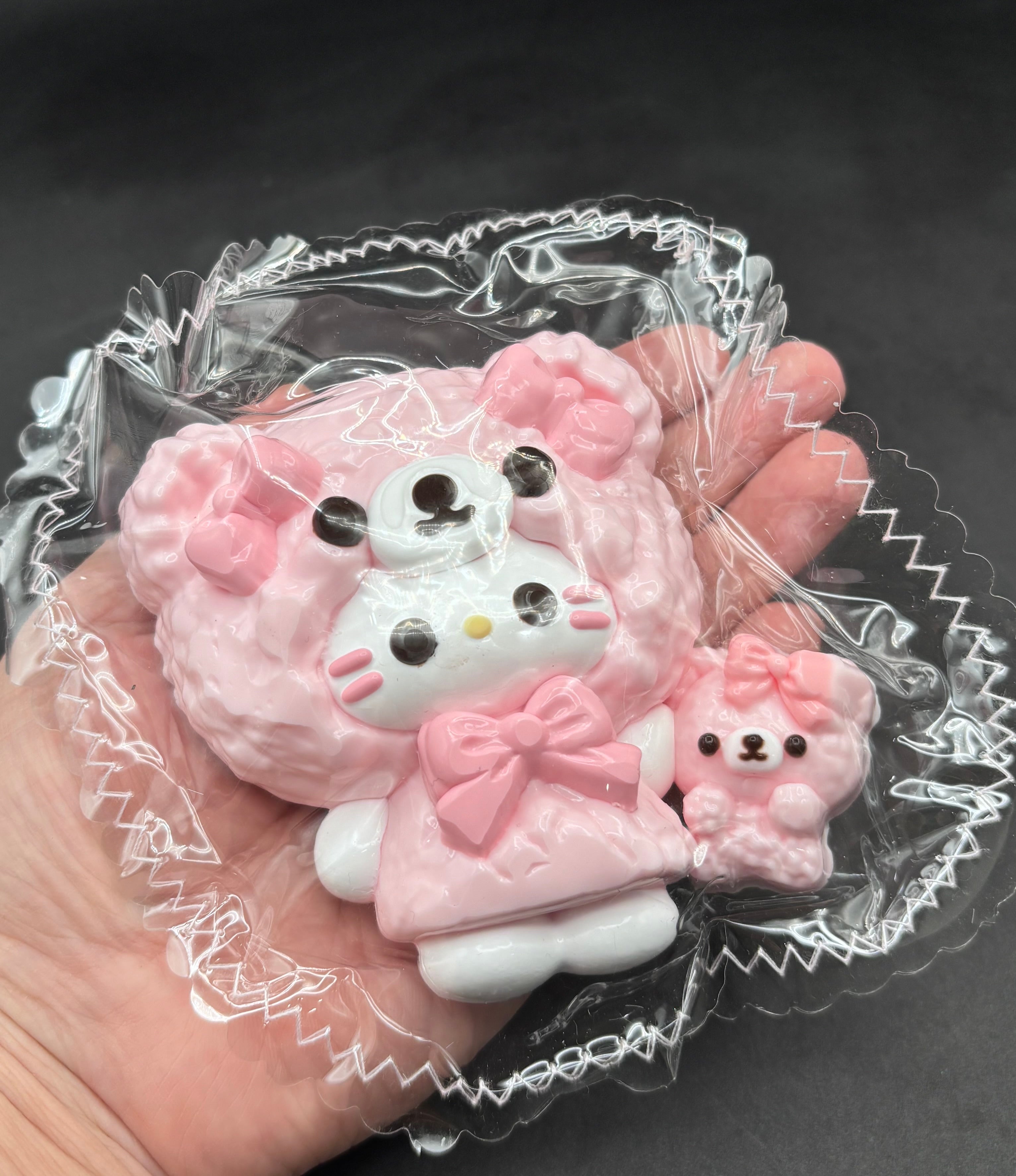 Taba Squishy  Cute detailed HK pink Rilakkuma bear with teddy bear squishy