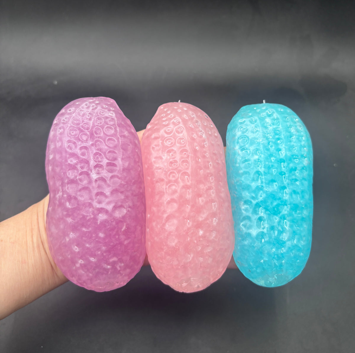 Slushy crystal peanut moldable stressball