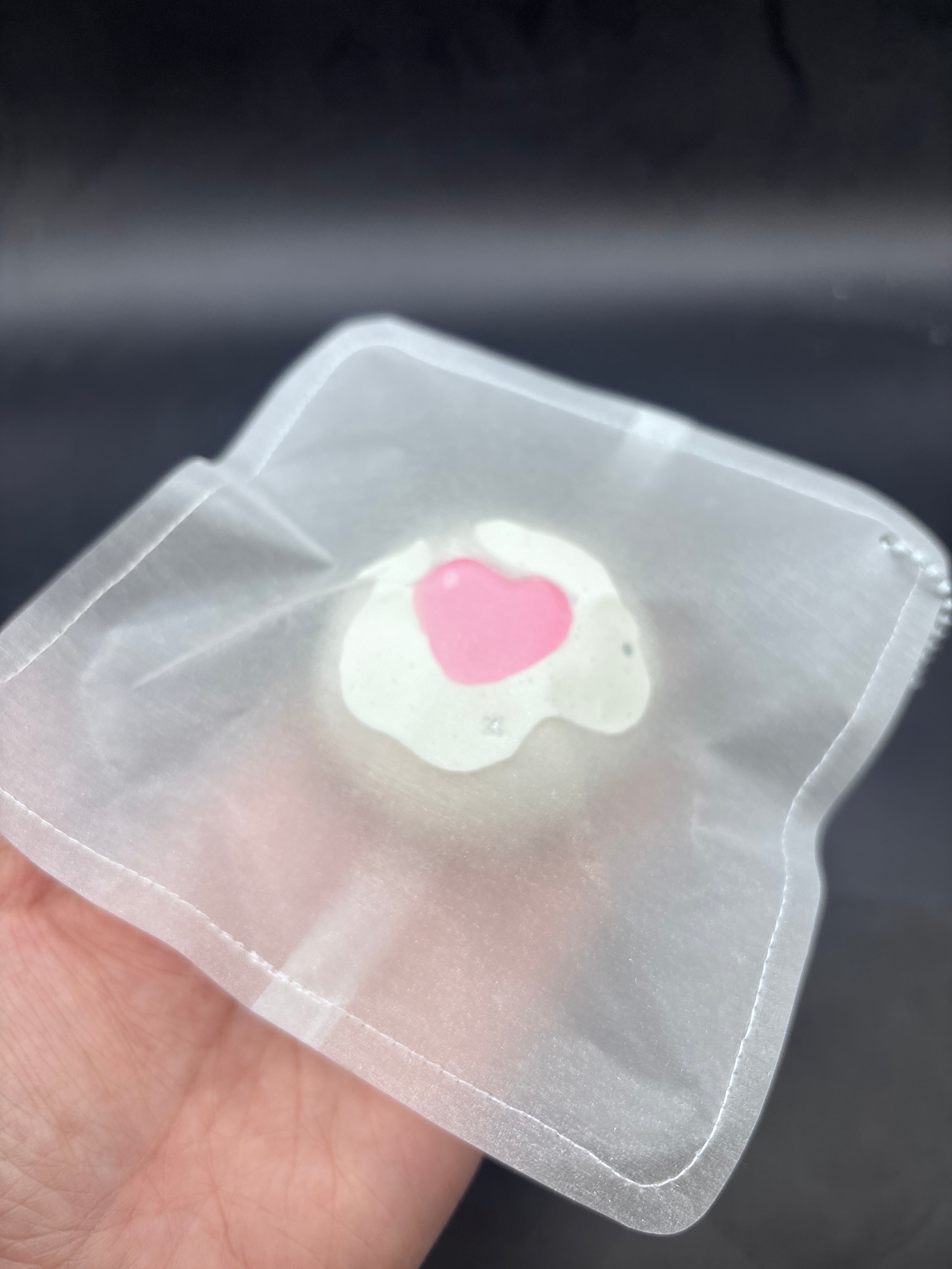 New bag!! Cream textured heart bun in a laminated sparkle paper bag crunchy