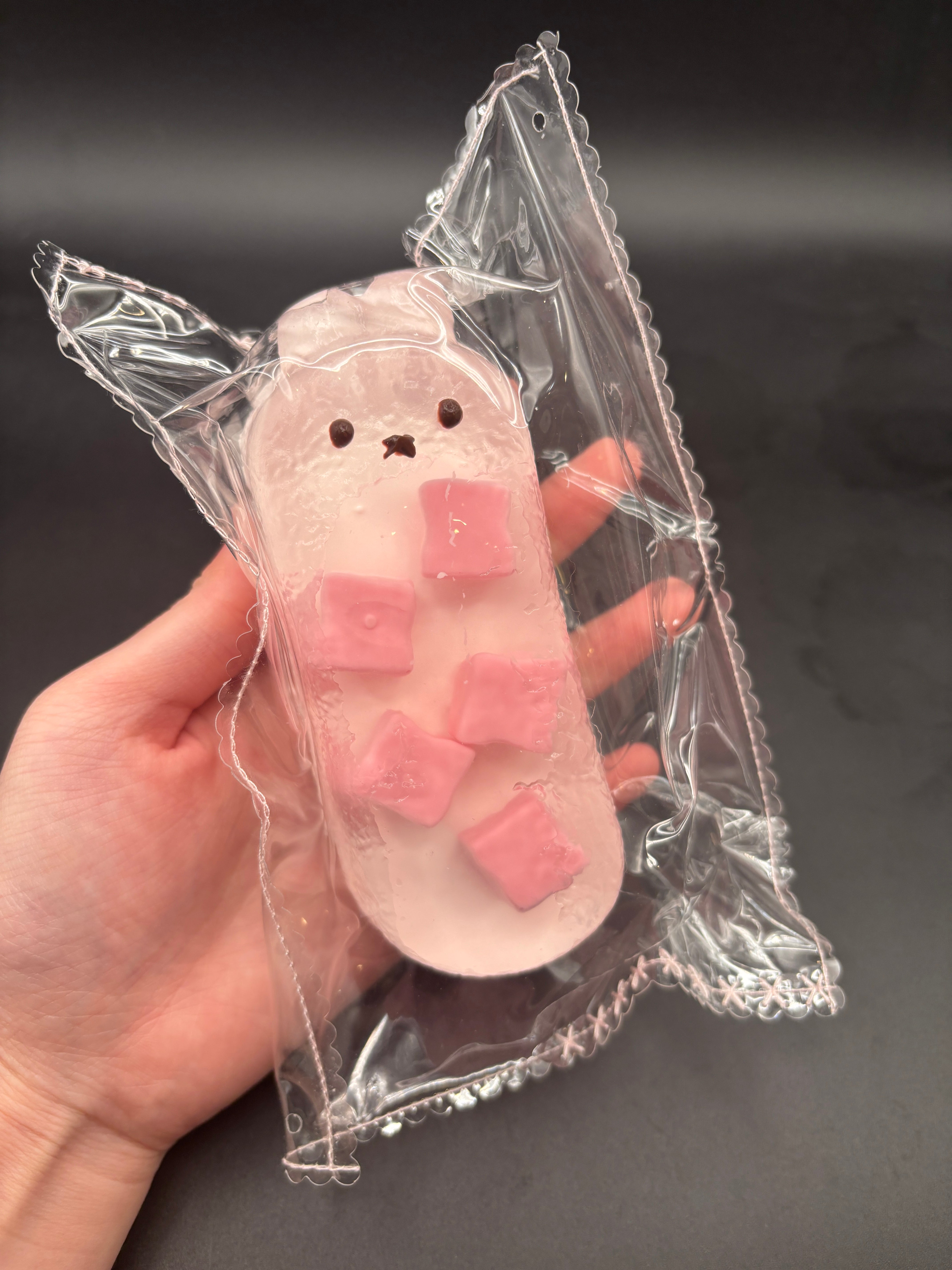 Super cute half clear peach coconut jelly Miffy taba squishy