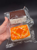 Sponge cake soft (normal/choco) with imprinted cat paw on the top corner  Taba squishy toy