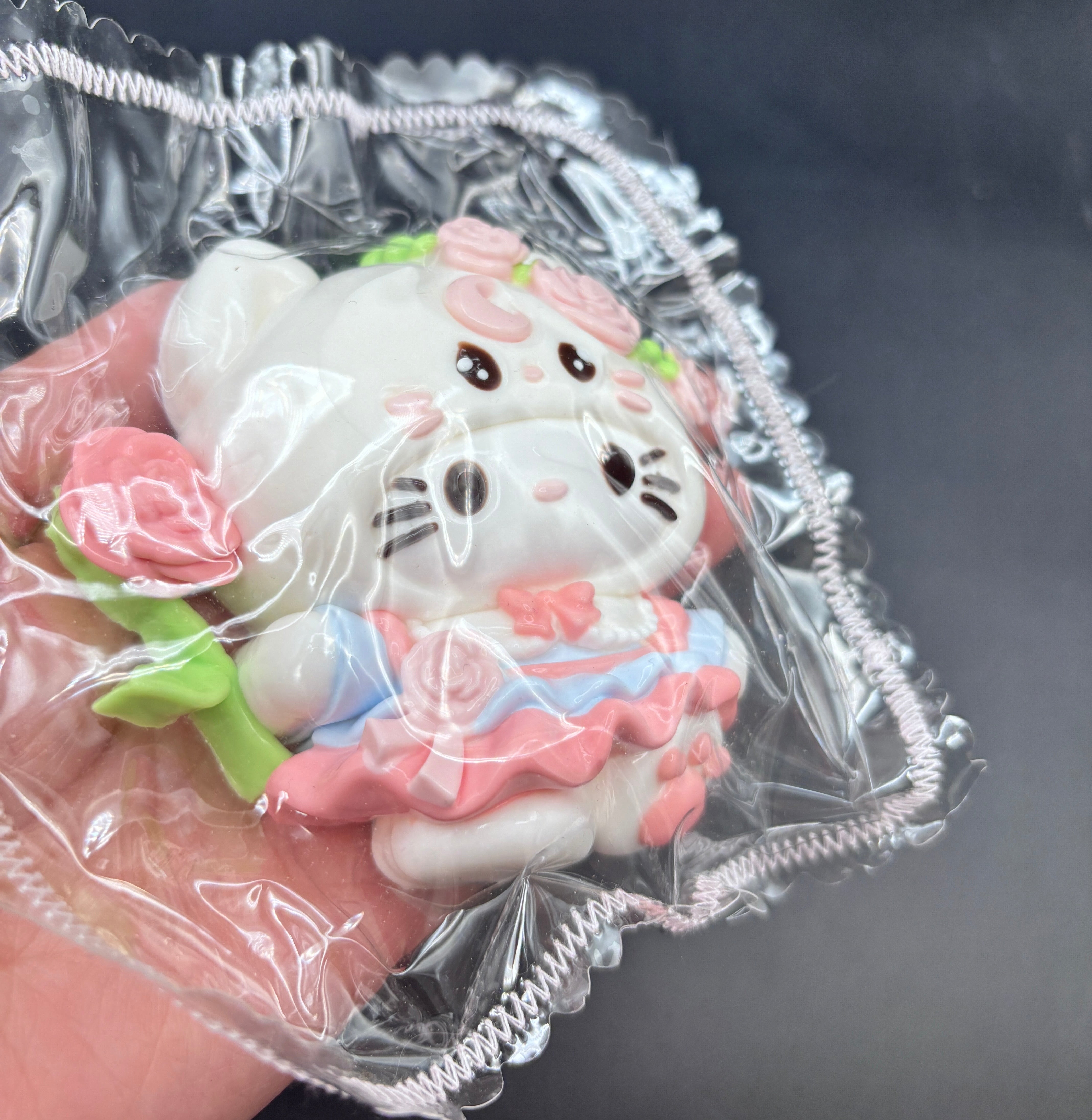 Rose flower kitty hoodie on kitty soft  Taba Squishy Toy