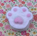 Large- tiny toe bean flocked with fur (pink & green) Cat Paw Squishy Toy