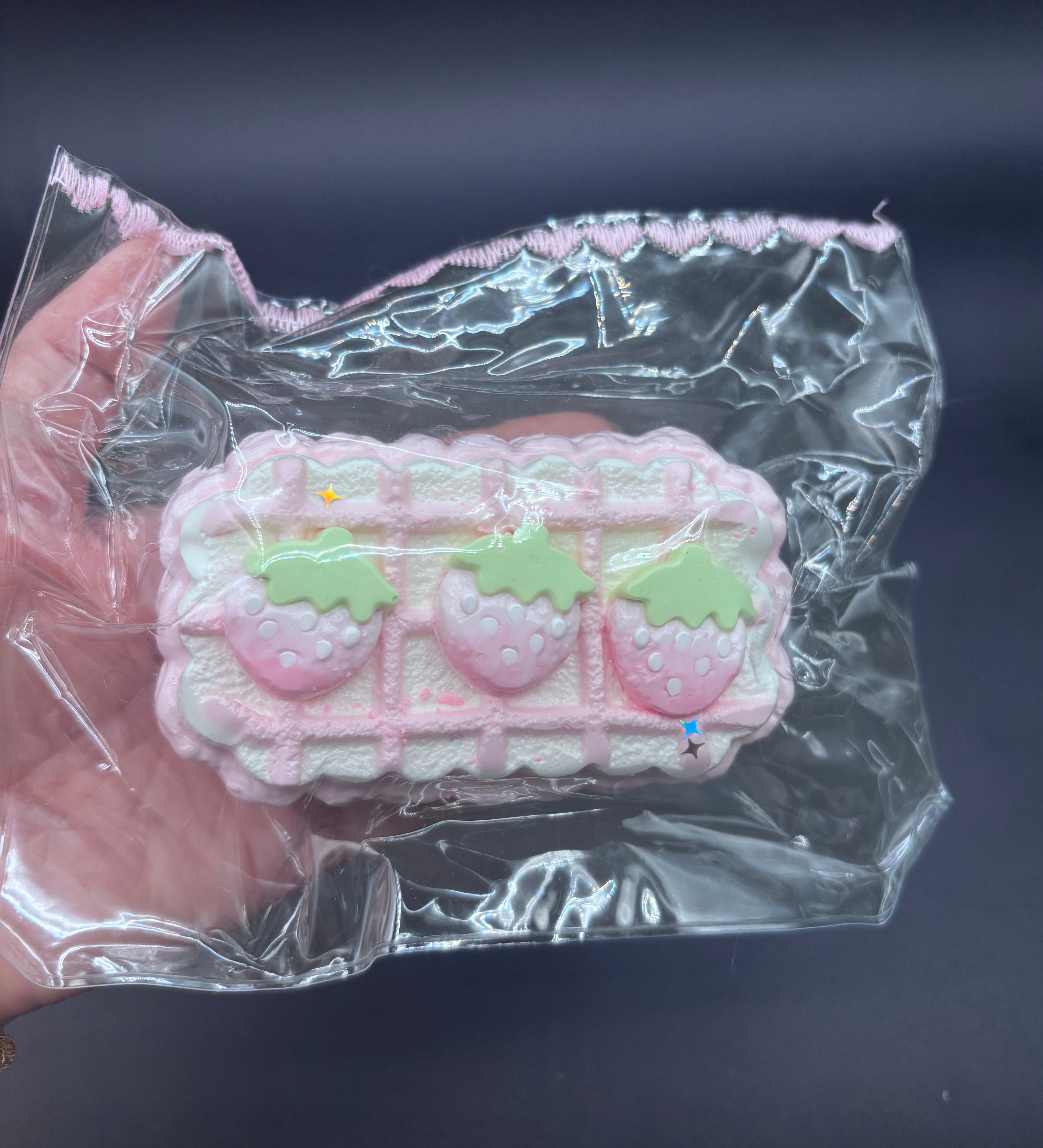 Kawaii strawberry waffle cake soft Taba squishy toy