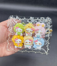 Pack of 6 mini kitty in hoodie cute taba squishy