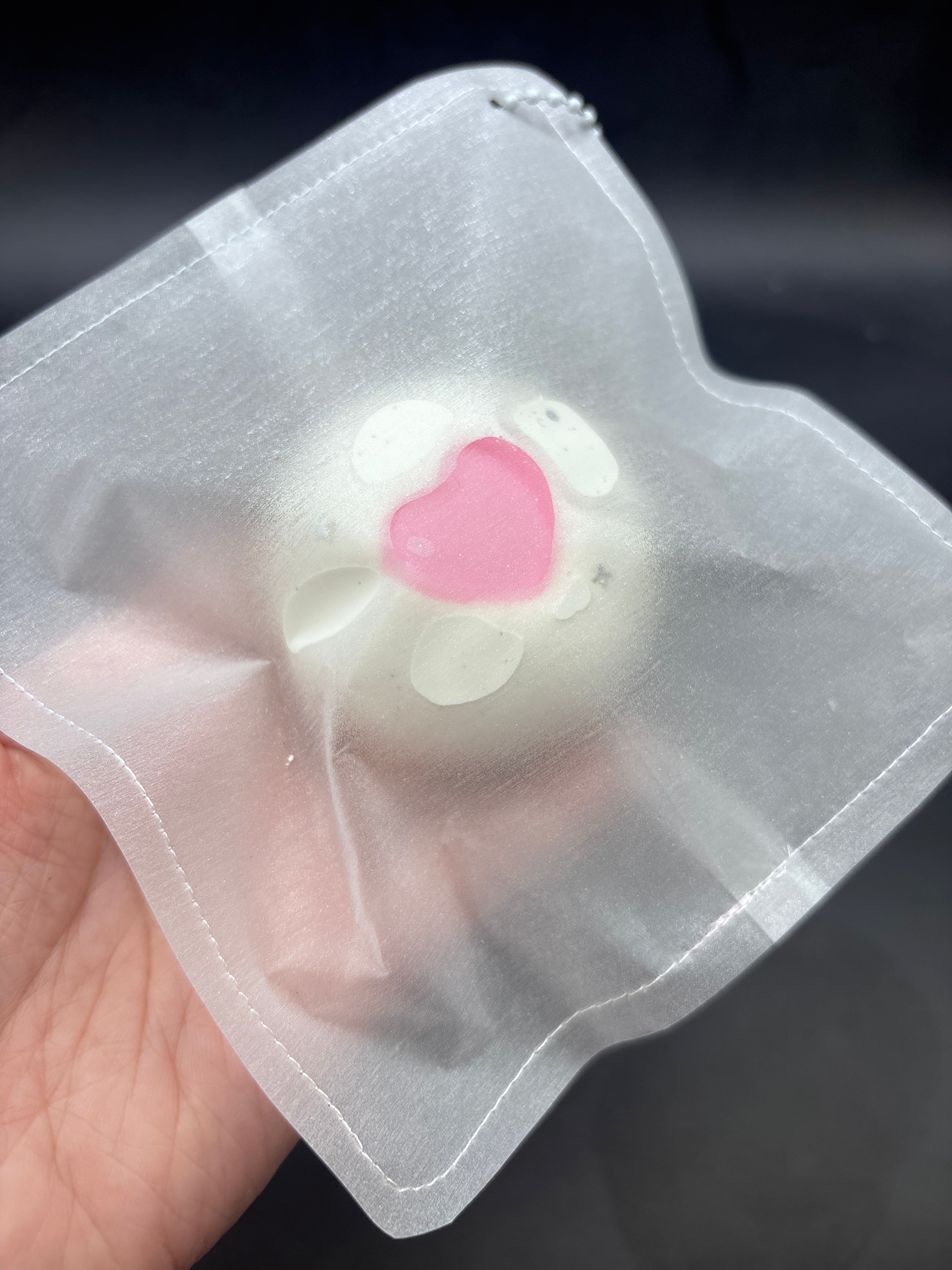 New bag!! Cream textured heart bun in a laminated sparkle paper bag crunchy