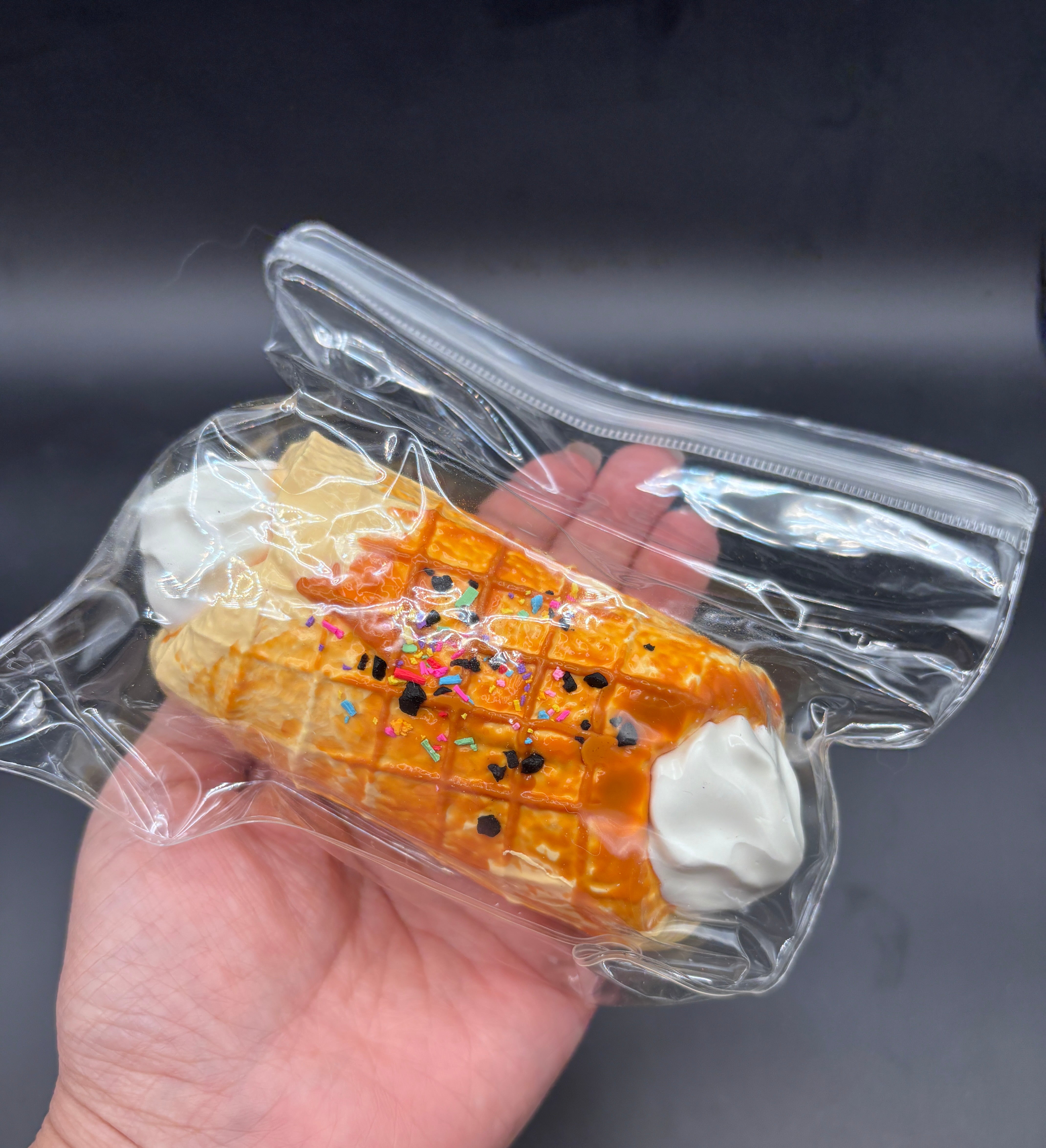 Waffle whipped cream soft food taba squishy