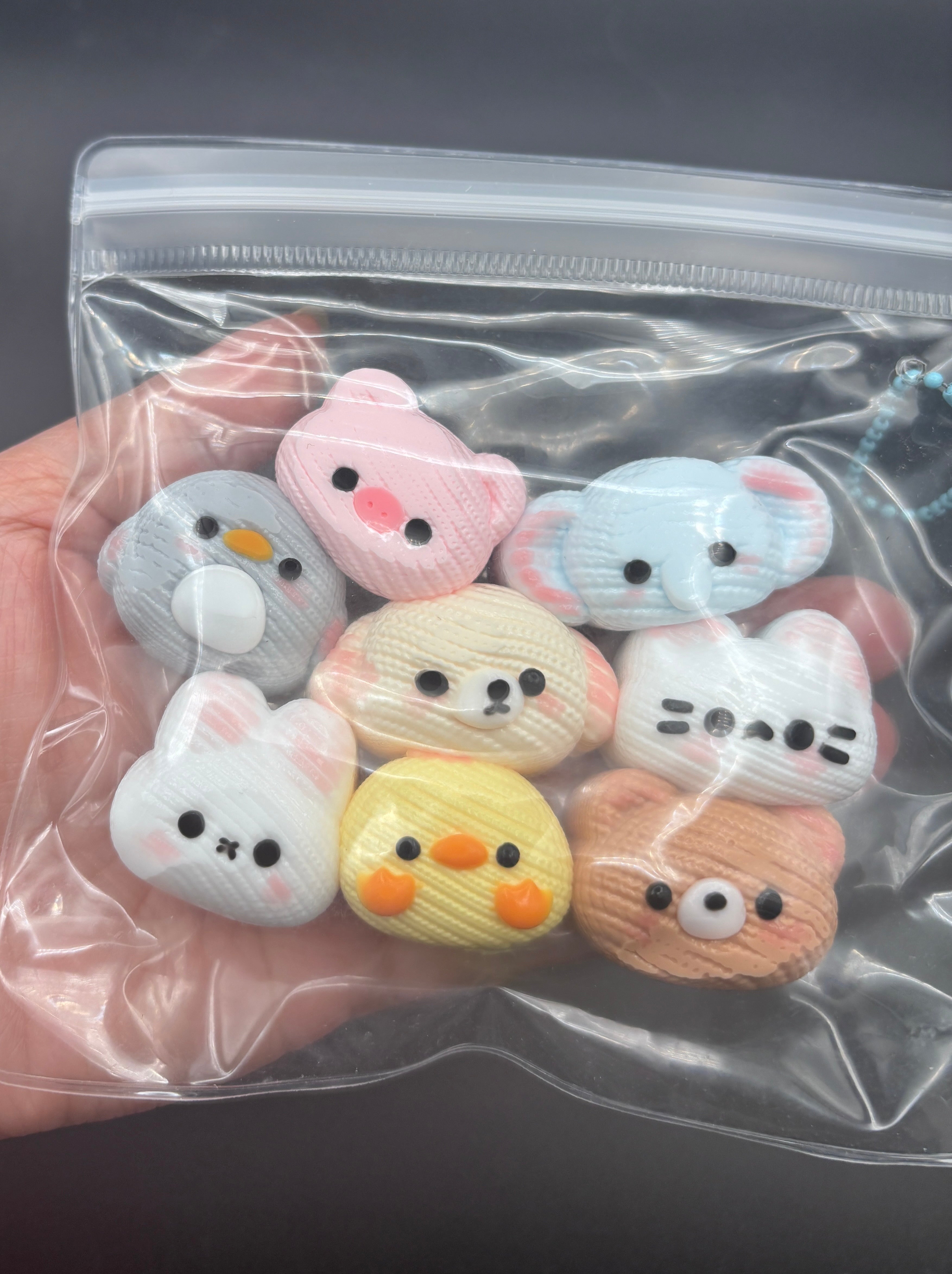 Detailed pack of 8 cute yarn animals Taba Squishy Toy