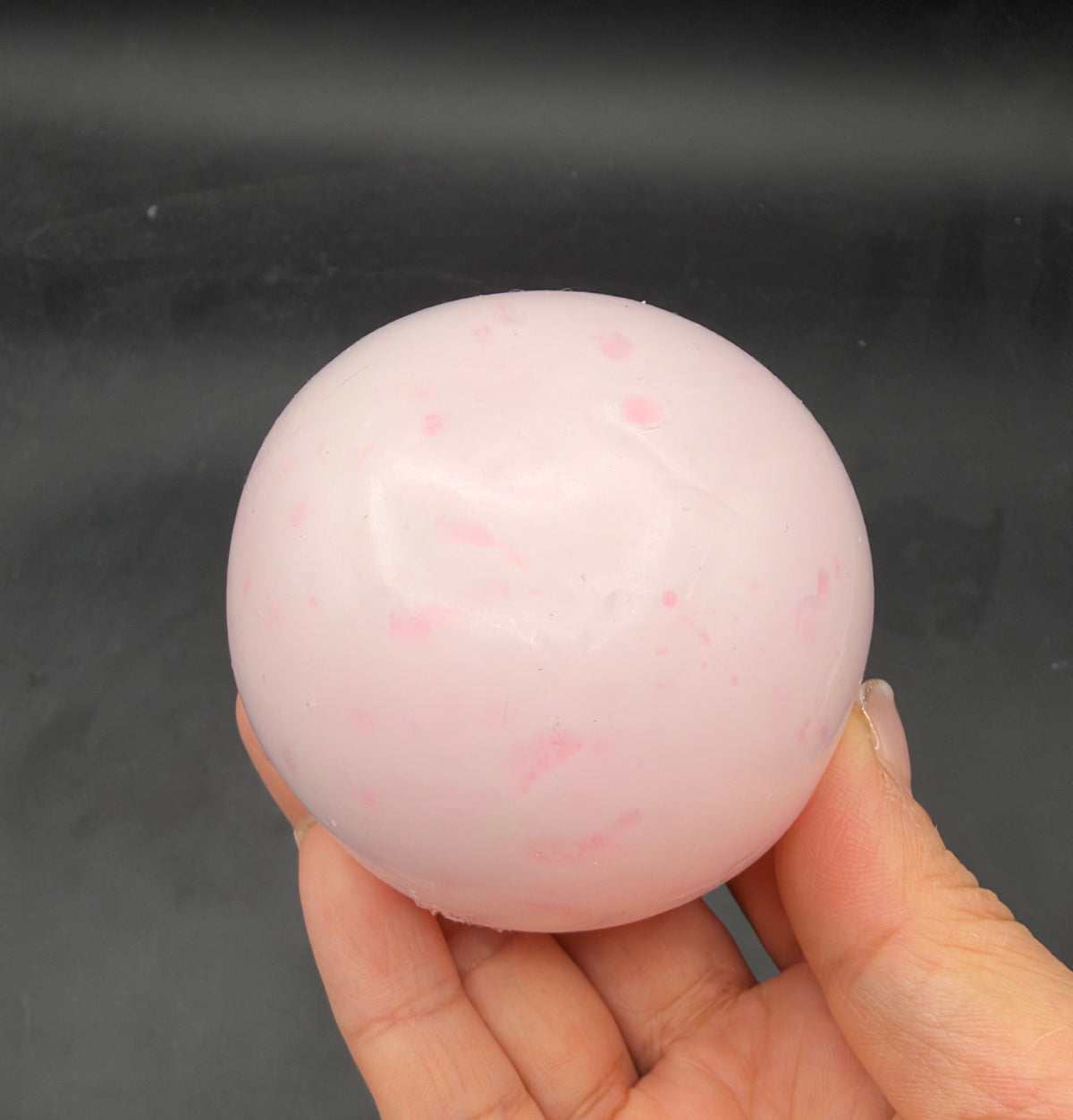 Pink round beaded ice clay stressball