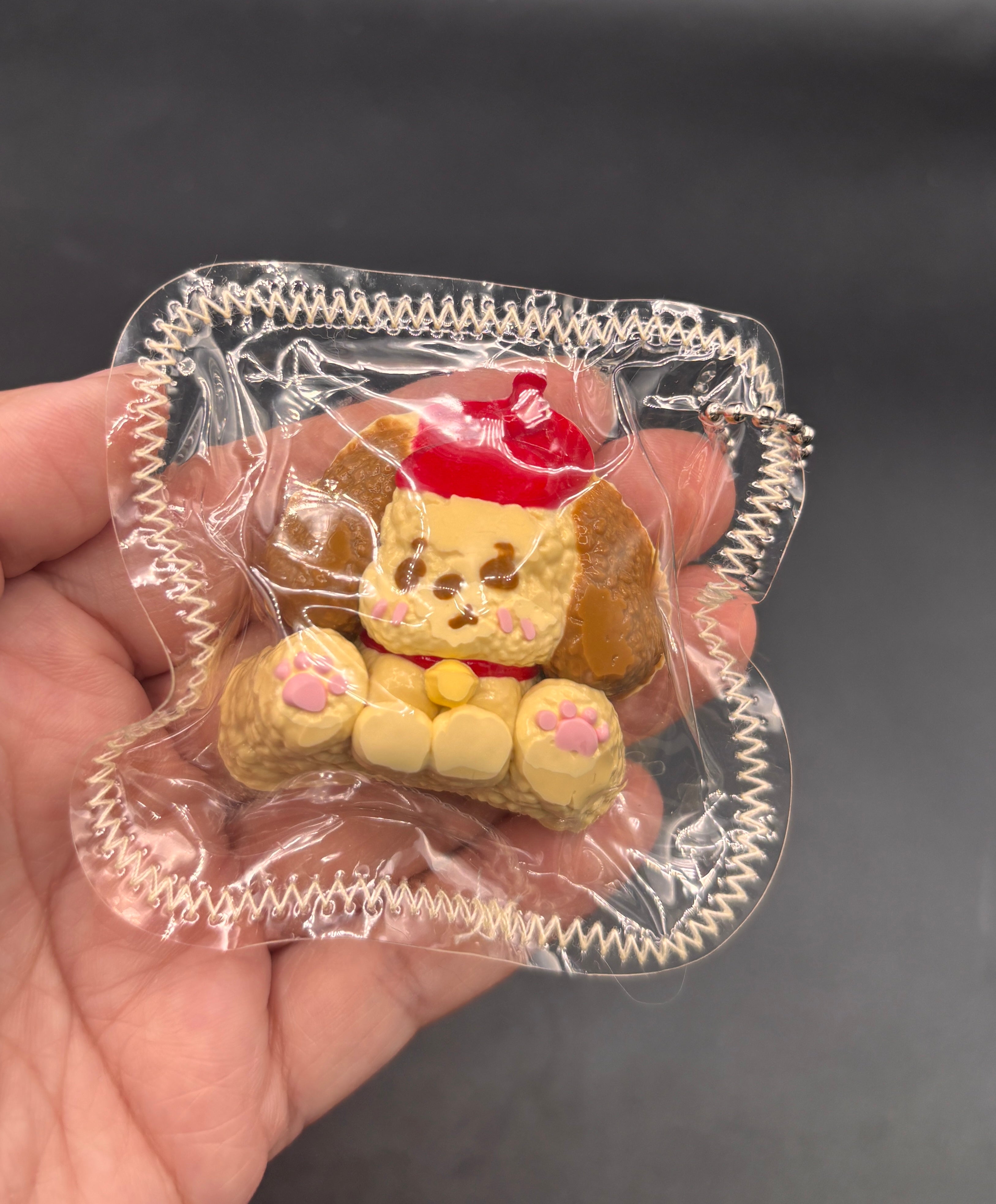 Cute Brown puppy with a hat mini keychain taba squishy