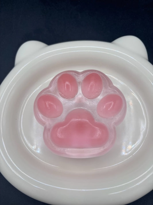 NEW!! Medium SUPER soft clear cat paw water textured (strawberry paw)