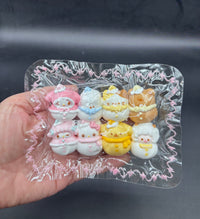 Pack of 8 mini snowman characters cute taba squishy