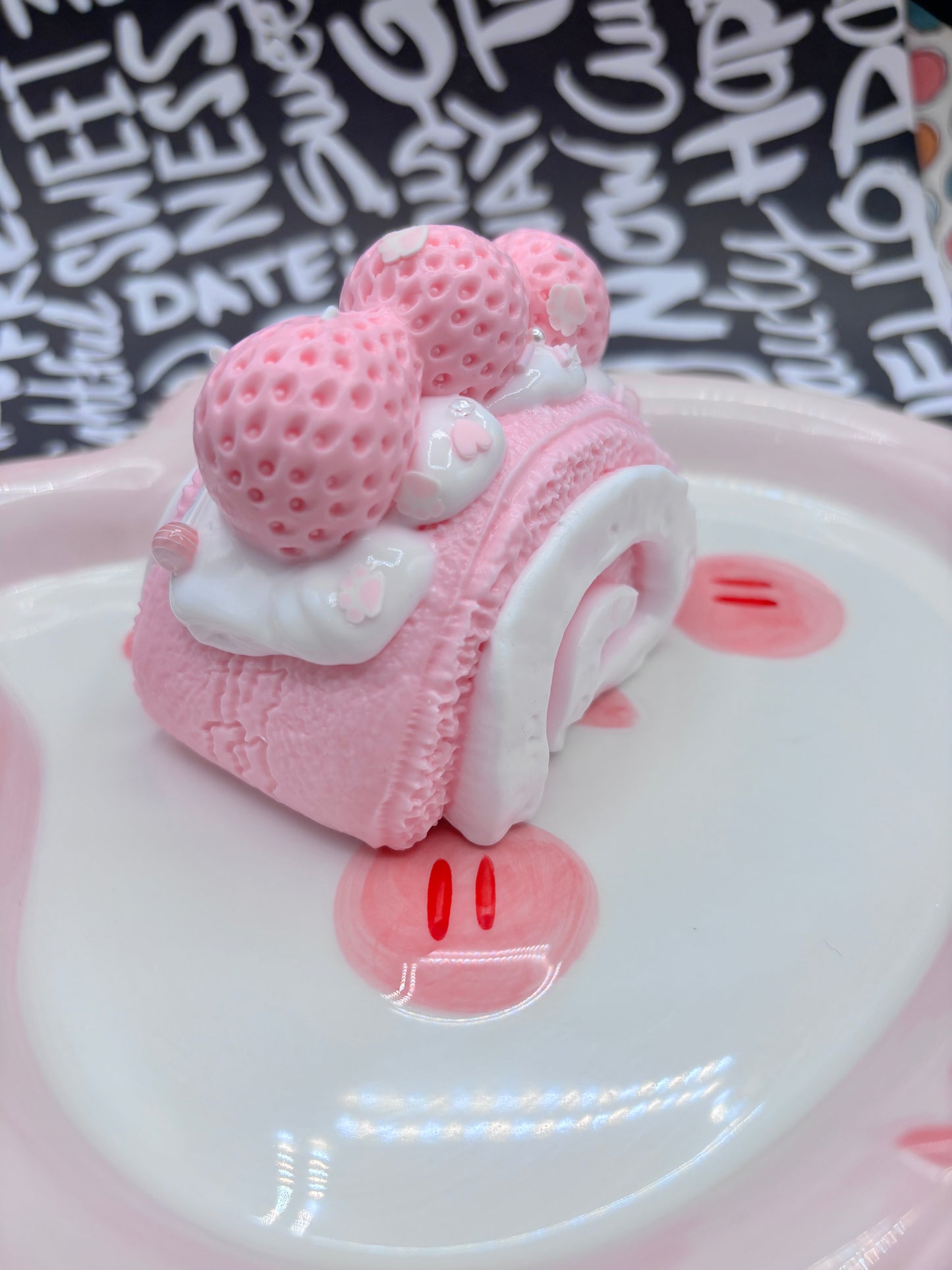 Large super soft strawberry cake roll - taba squishy