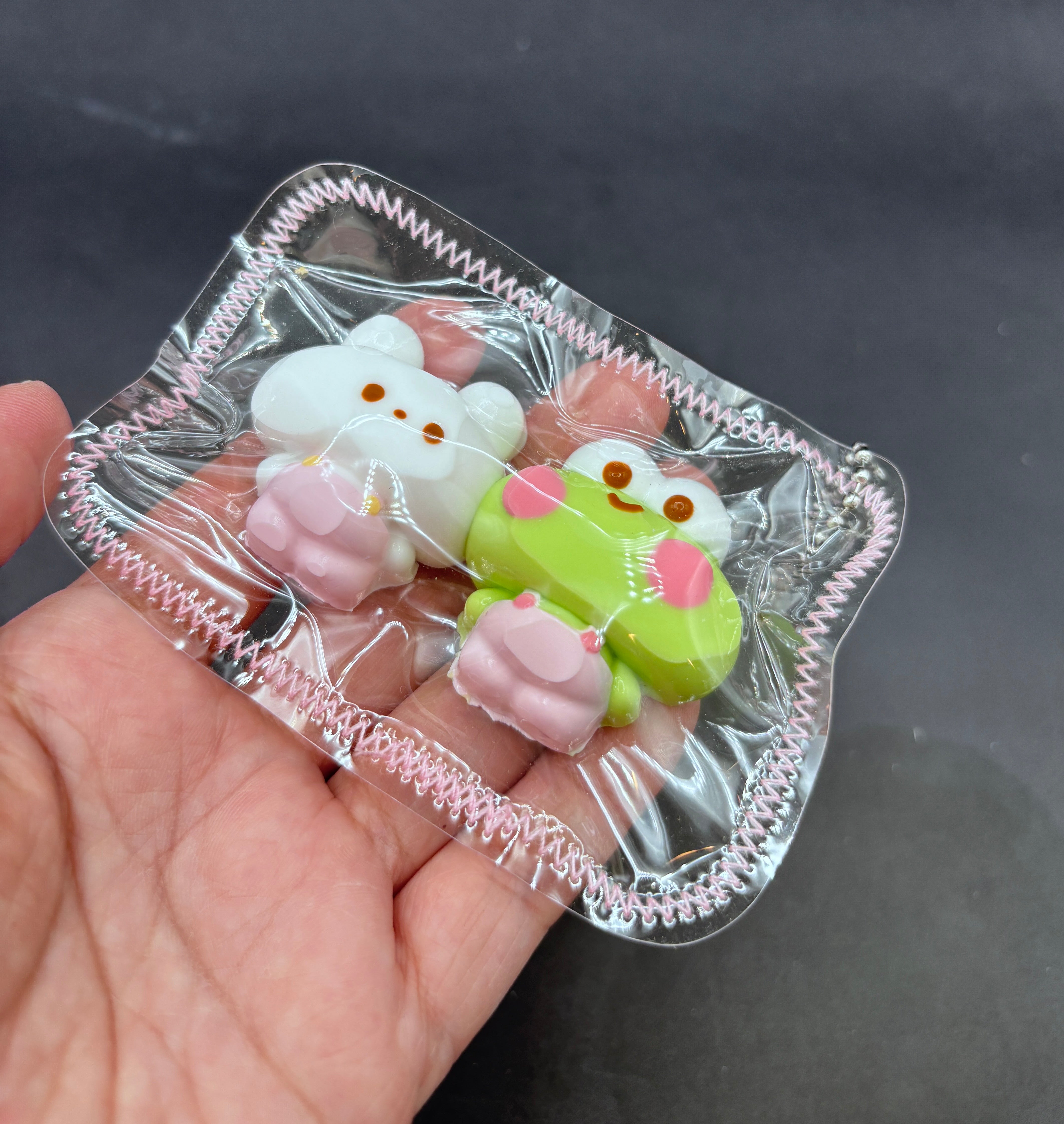 puppy and frog twins cute mini taba keychain