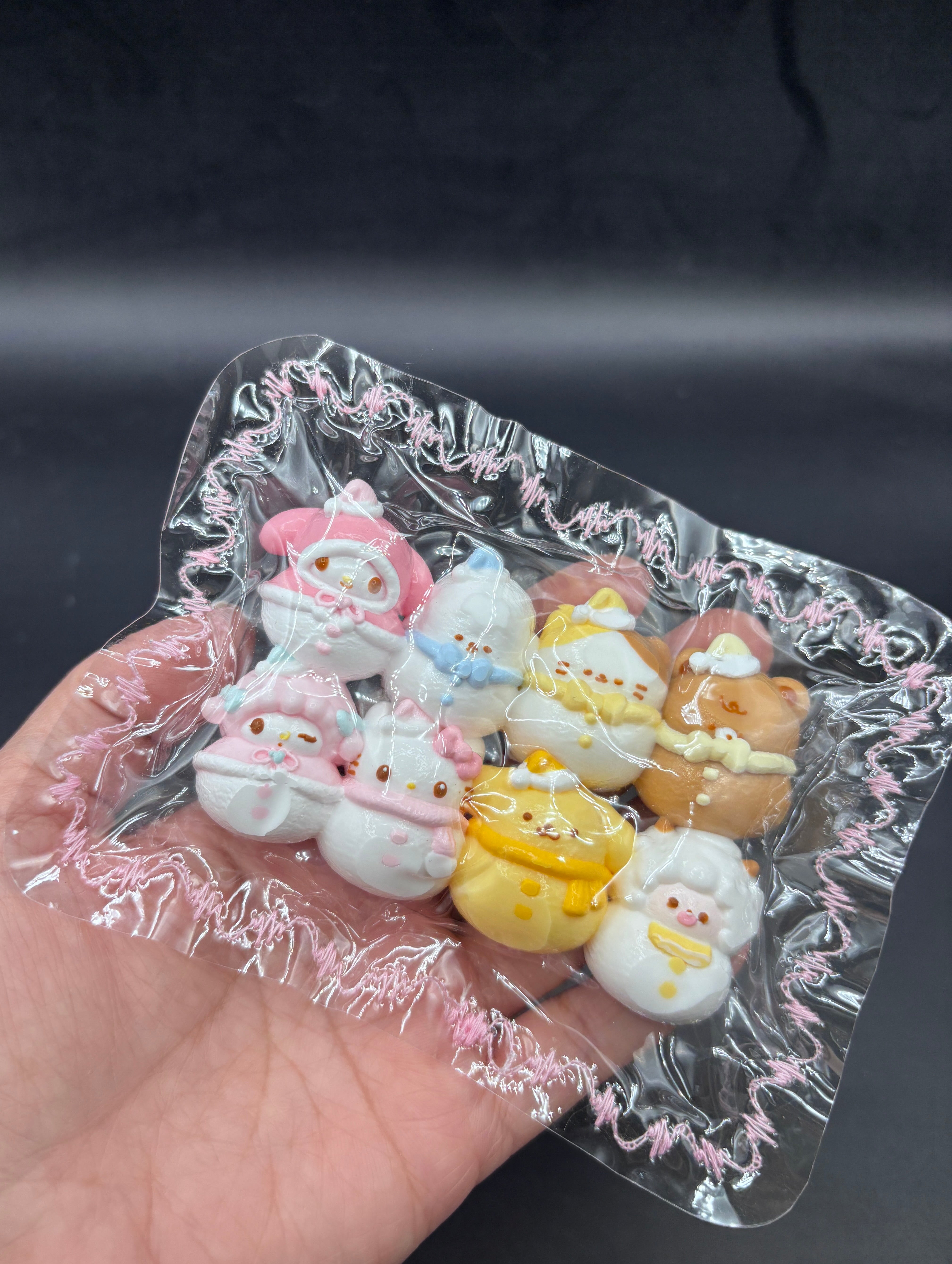 Pack of 8 mini snowman characters cute taba squishy