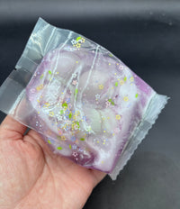 lavender pond (crunchy slime bag with wax pieces and clay)
