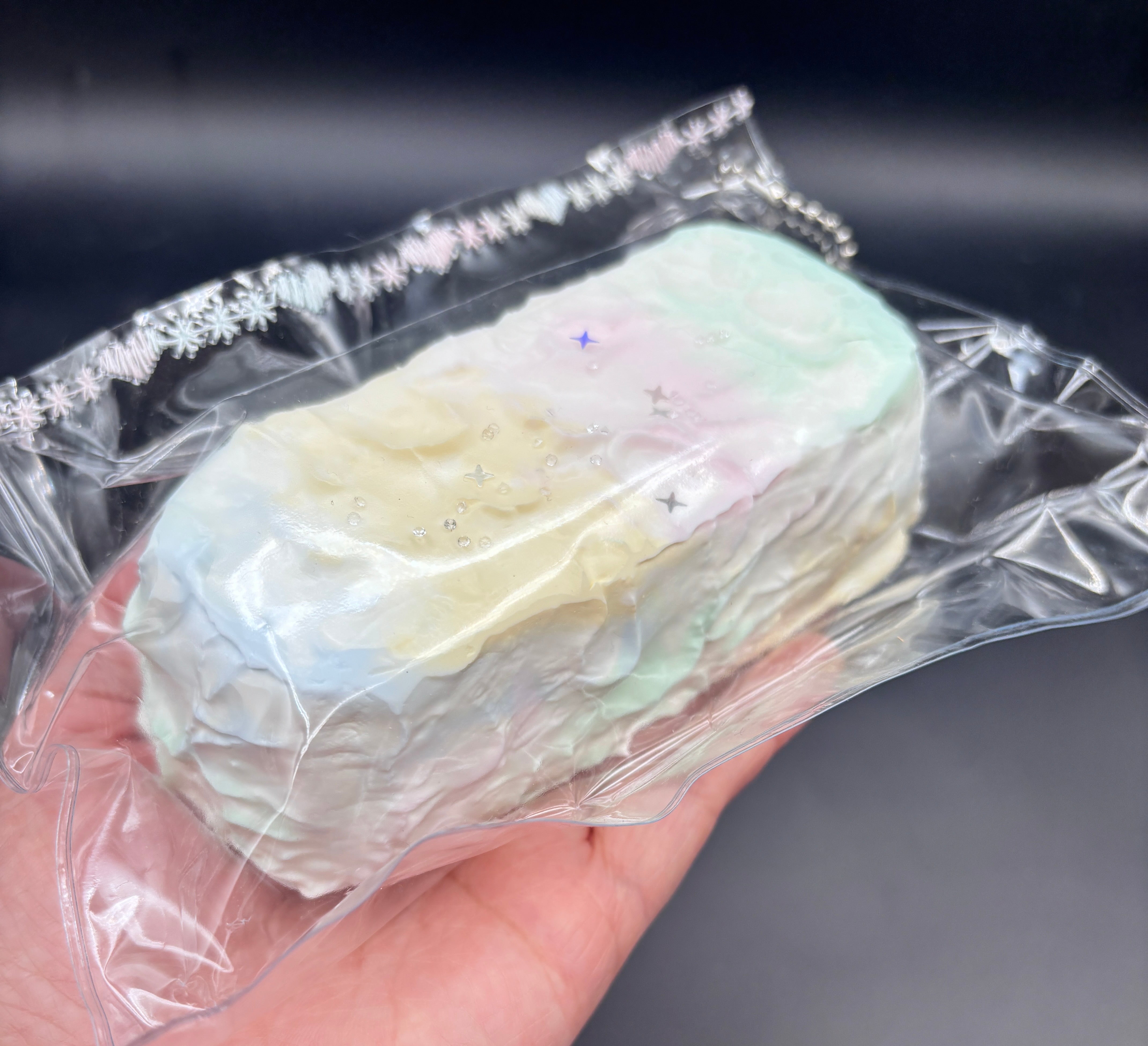 pastel rainbow long toast soft  Taba Squishy Toy