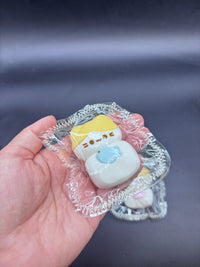 Mini keychain cat with fish taba soft   taba squishy