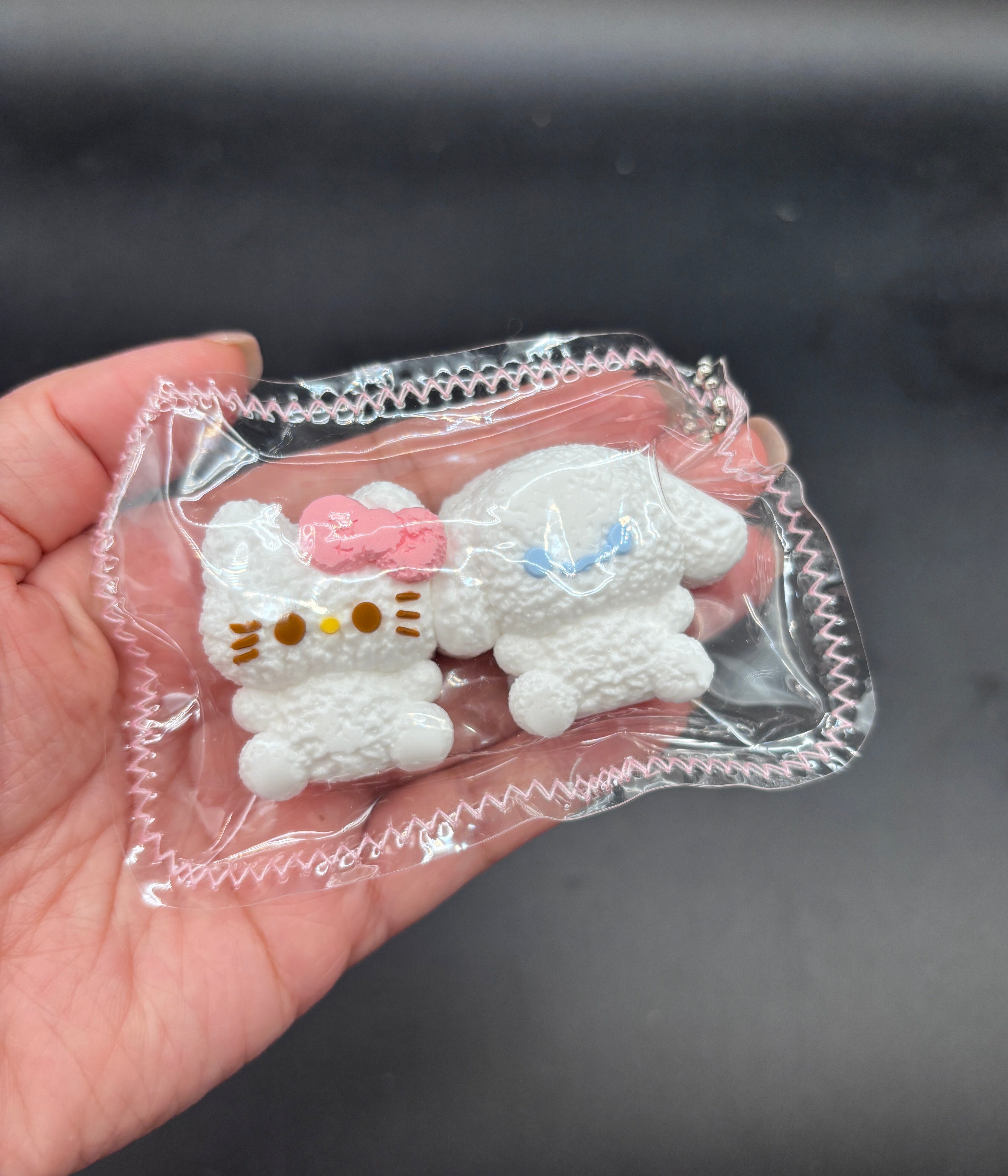 Pack of 2 kitty and cinna keychain soft taba squishy