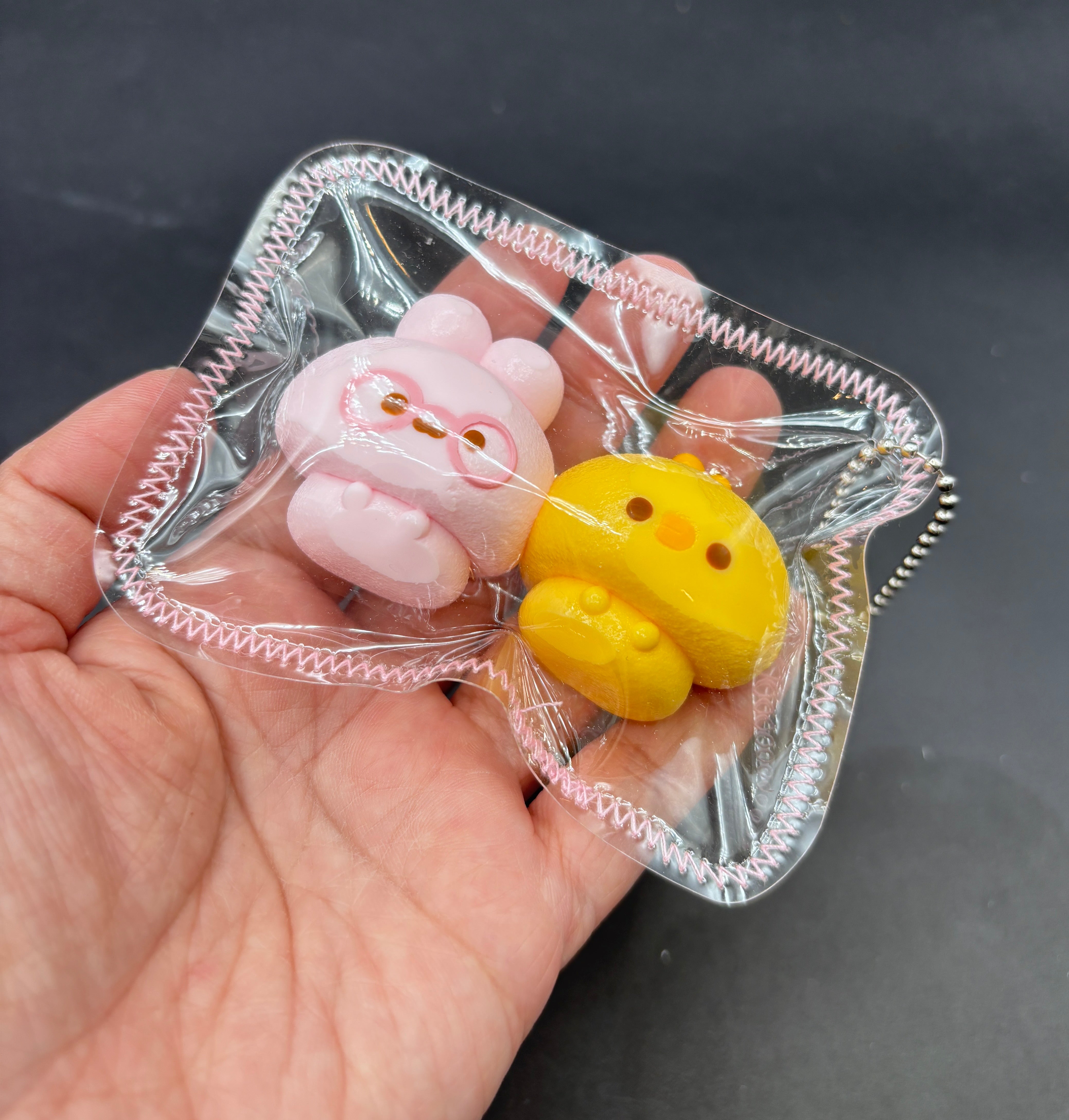 Chicken and bunny twins cute mini taba keychain