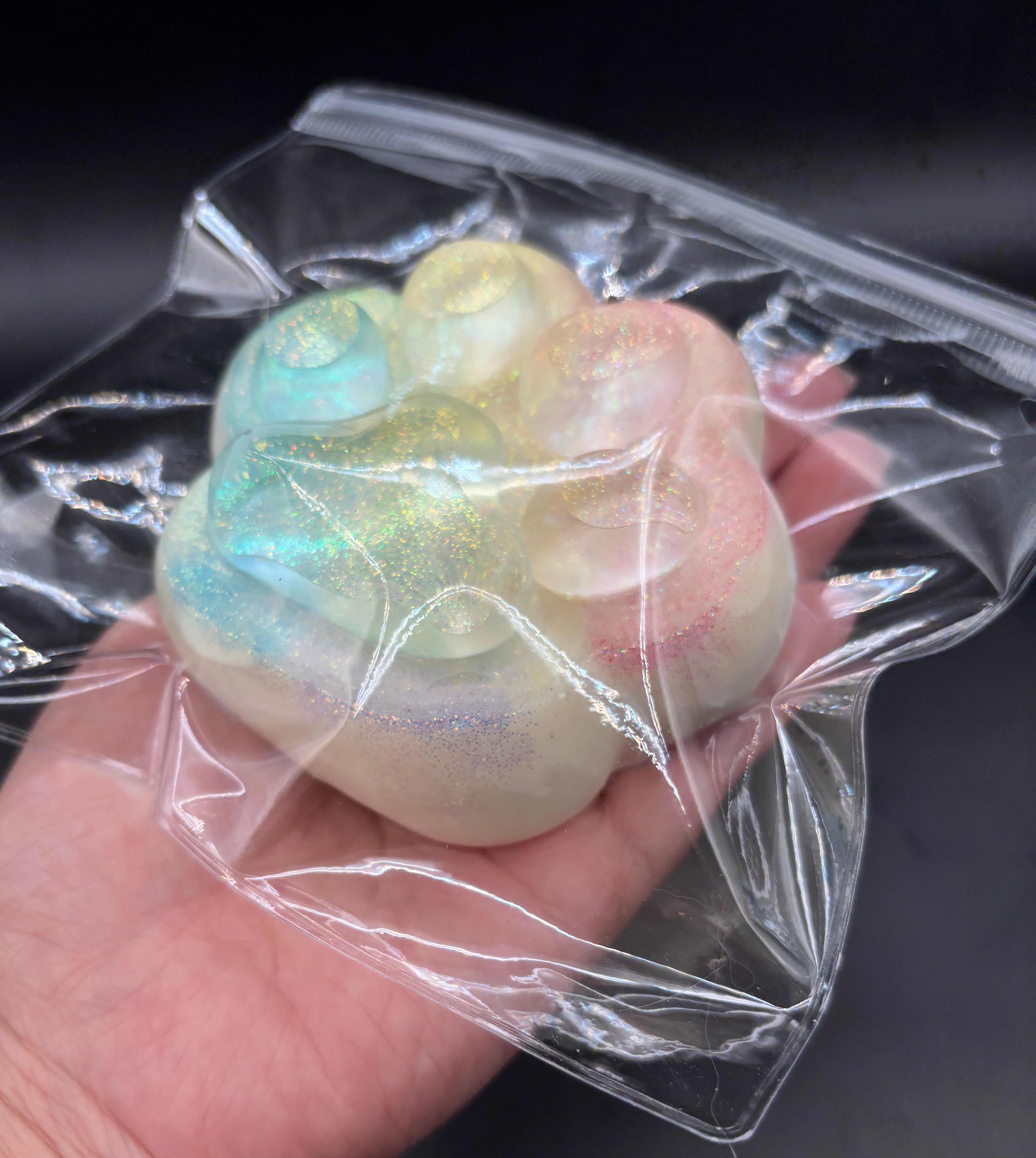 Extra Large glitter soft half clear cat paw