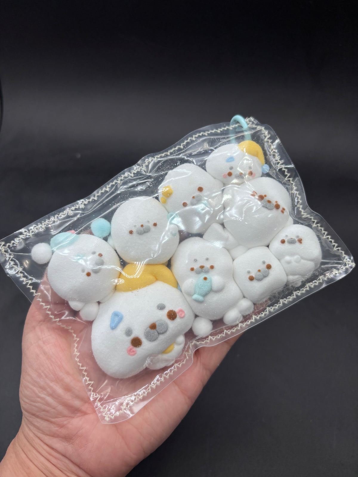 9 mini seals powdered mochi cute taba squishy