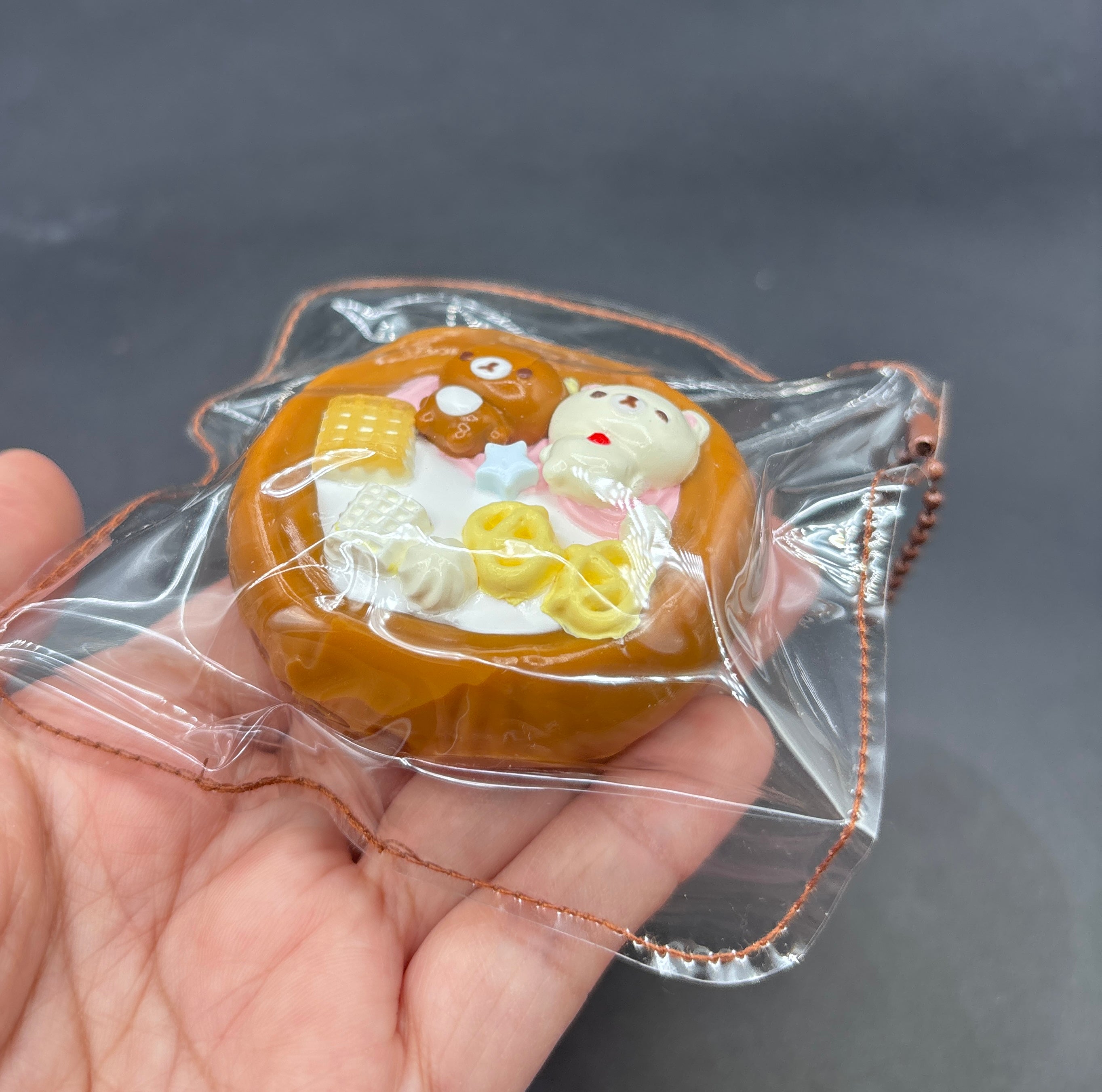 Small keychain- cereal bowl of Rilakkuma soft taba squishy