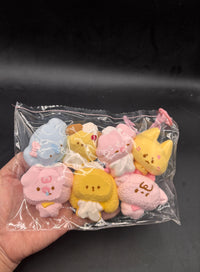 Pack of 7 super cute plushie animal small  taba squishy