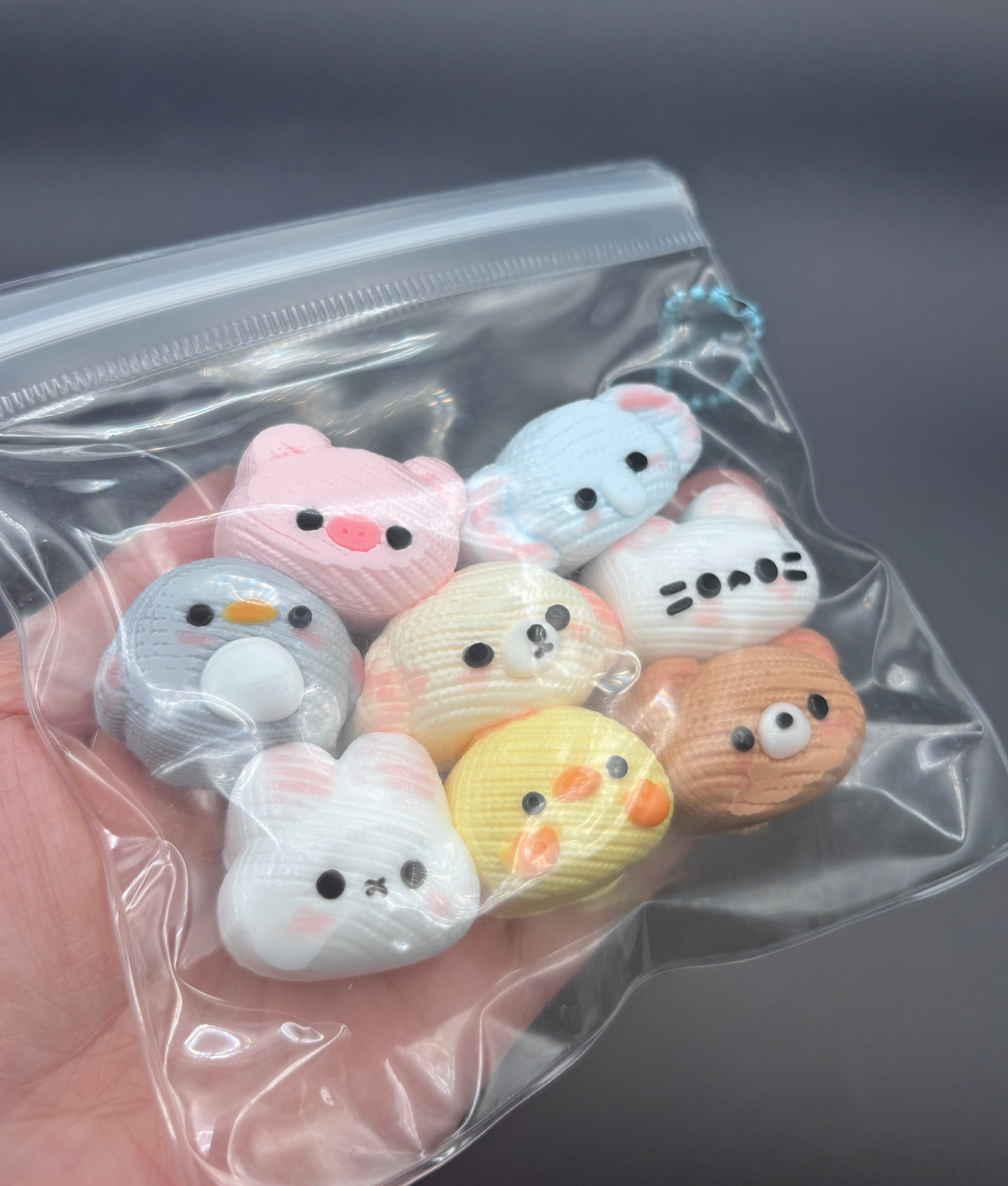 Detailed pack of 8 cute yarn animals Taba Squishy Toy