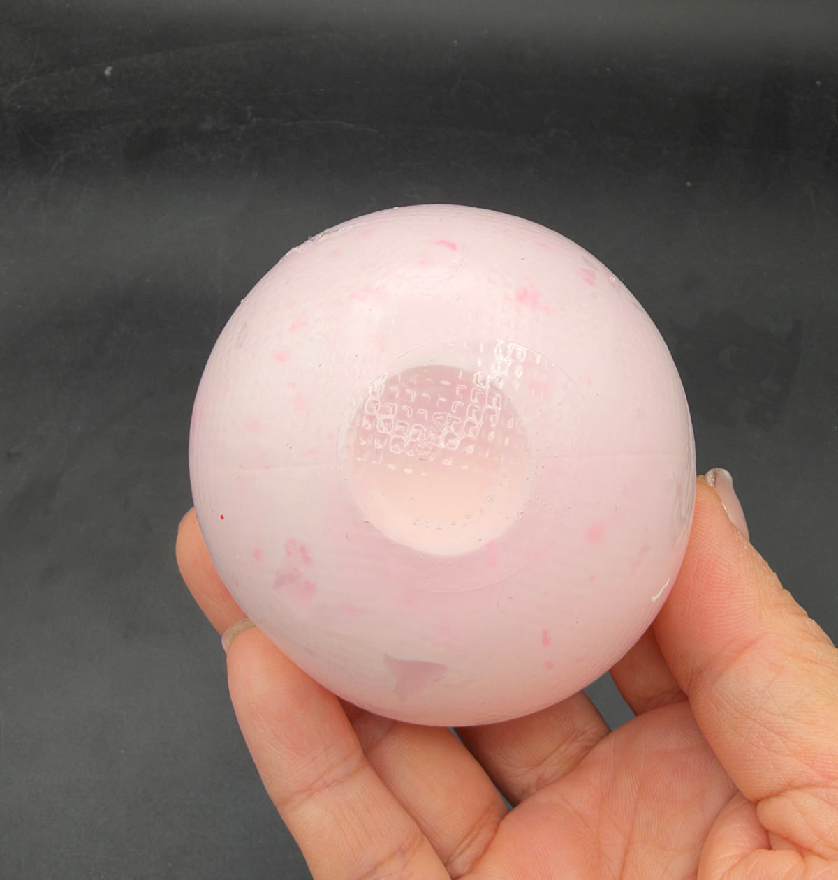 Pink round beaded ice clay stressball